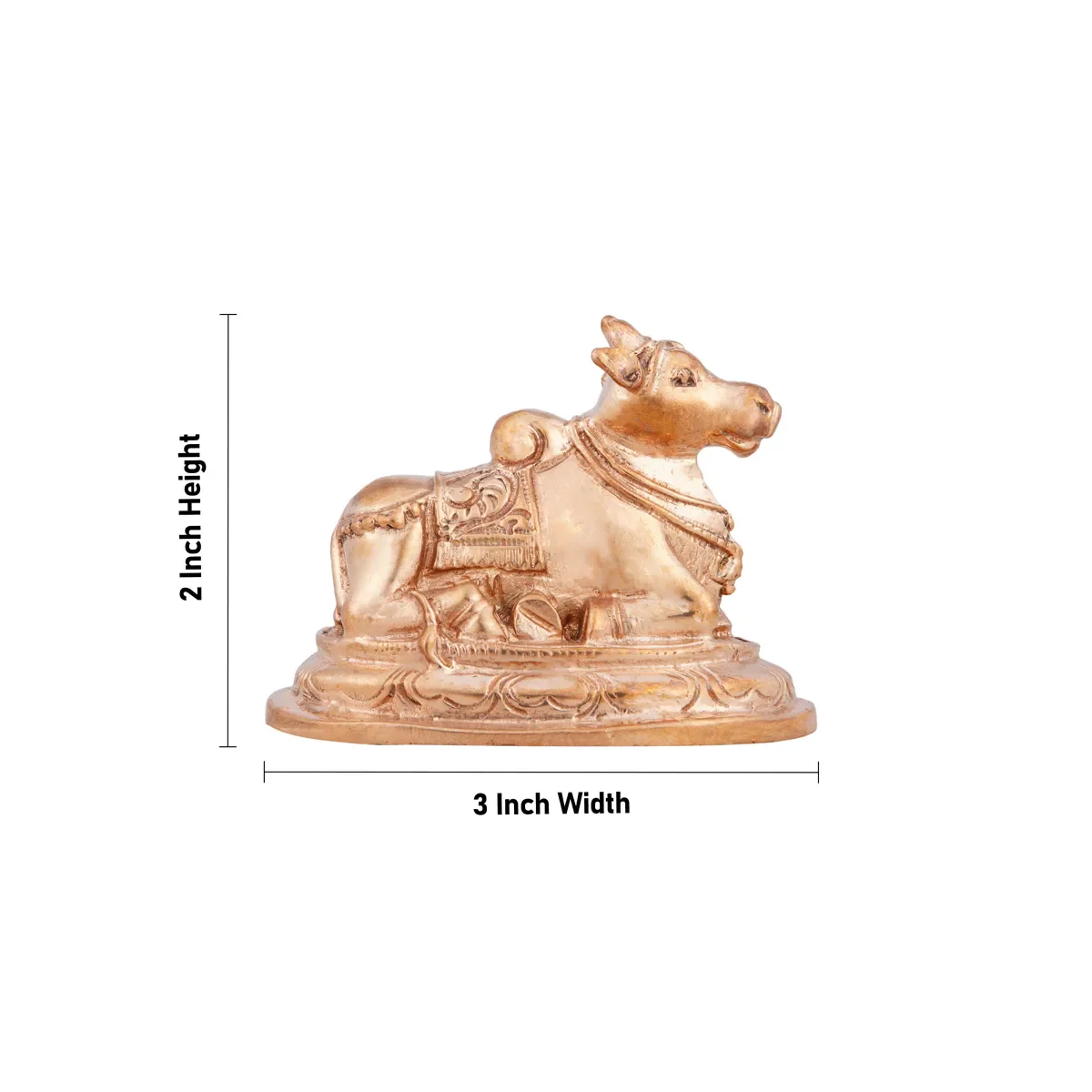 Nandi Statue With Base - 2 X 3 Inches | Panchaloha Statue/ Nandhi Statue/ Nandi Murti For Pooja - Image 4