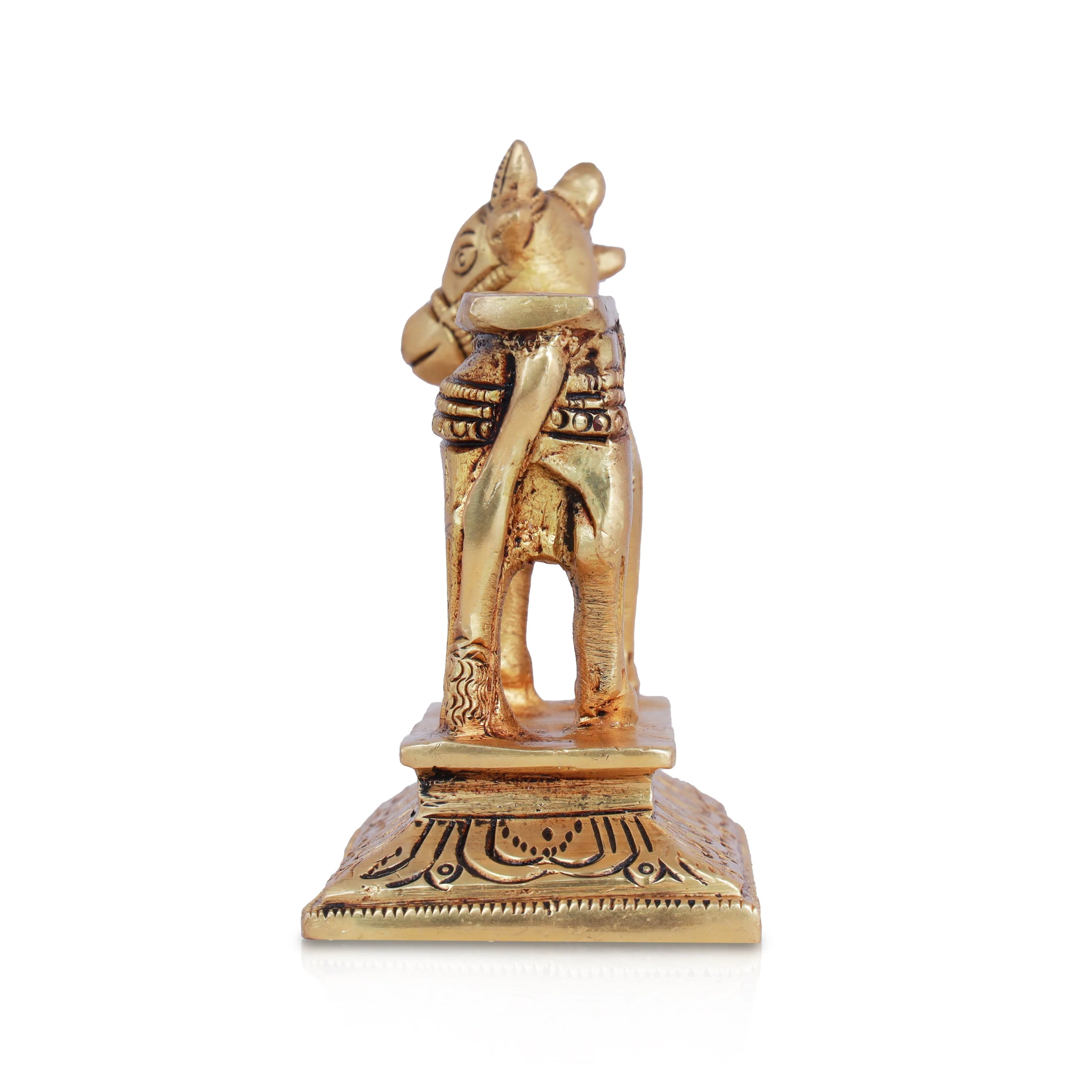 Nandi Statue With Base - 4 x 4 Inches | Antique Brass Idol/ Nandhi Statue for Pooja - Image 5