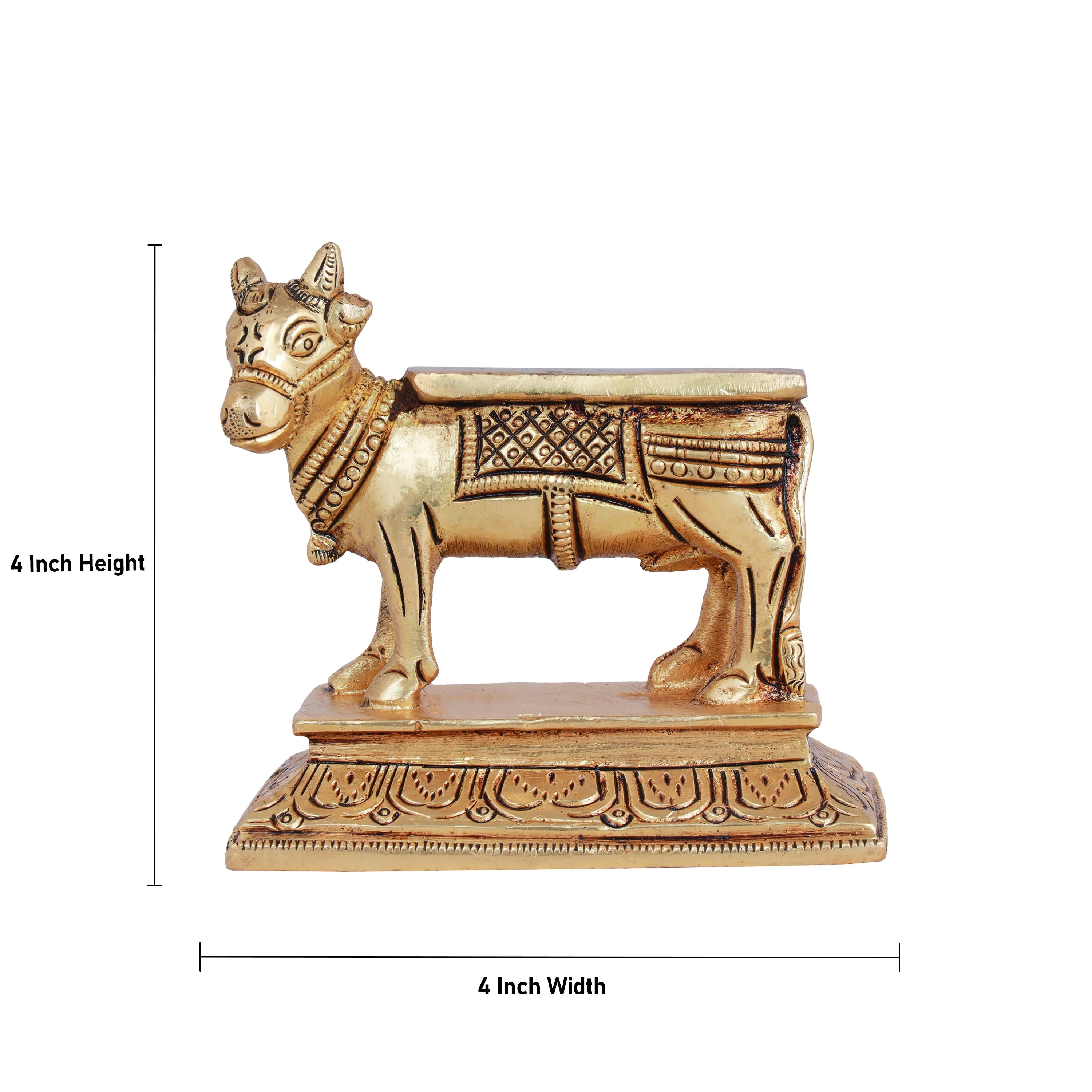 Nandi Statue With Base - 4 x 4 Inches | Antique Brass Idol/ Nandhi Statue for Pooja - Image 6
