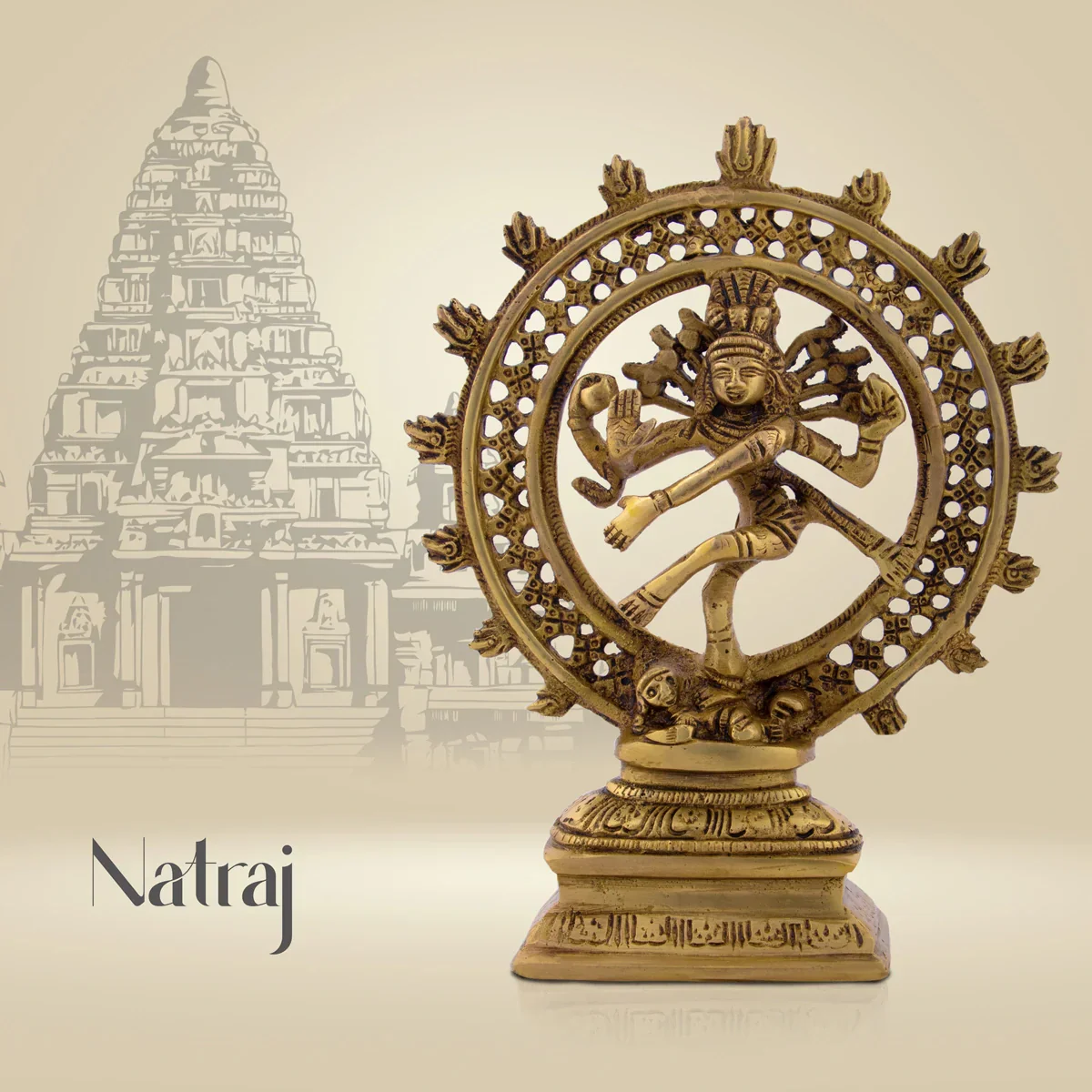 Natraj Murti - 8 Inches | Antique Brass Statue/ Double Frame Nataraj Murti for Pooja/ 1.130 Kgs Approx - Image 11