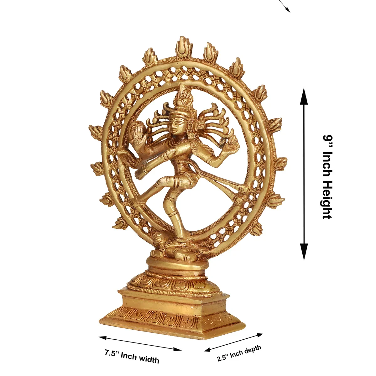 Natraj Murti - 9 x 7.5 Inches | Antique Brass Statue/ Nataraj Murti for Pooja/ 1.420 Kgs Approx - Image 4