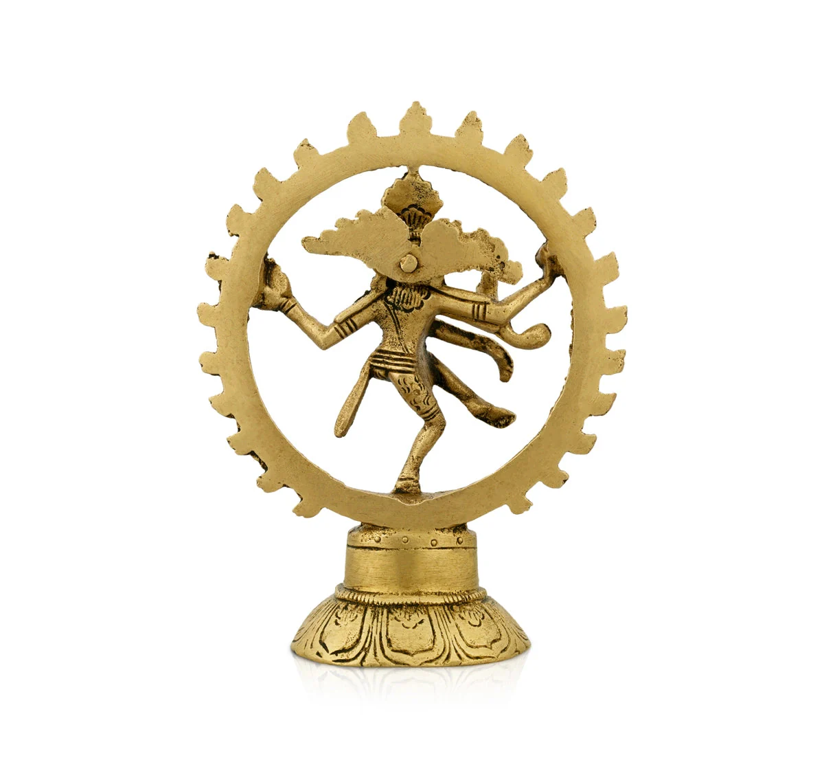 Natraj Statue With Base - 5.5 x 4 Inches | Antique Brass Idol/ Natraj Murti/ Nataraja Idol for Pooja - Image 2