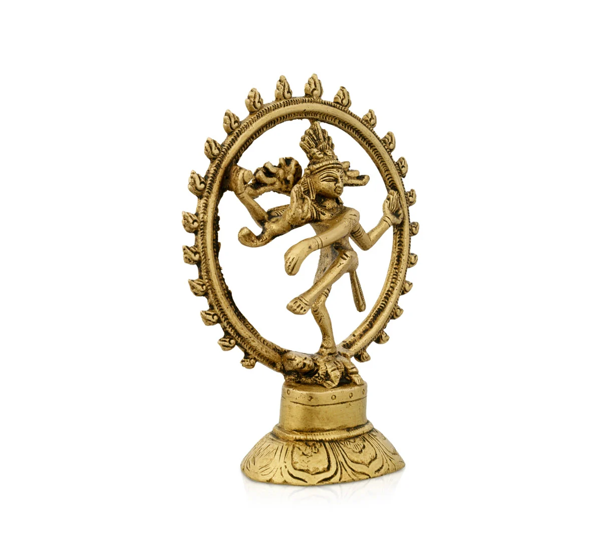 Natraj Statue With Base - 5.5 x 4 Inches | Antique Brass Idol/ Natraj Murti/ Nataraja Idol for Pooja - Image 3