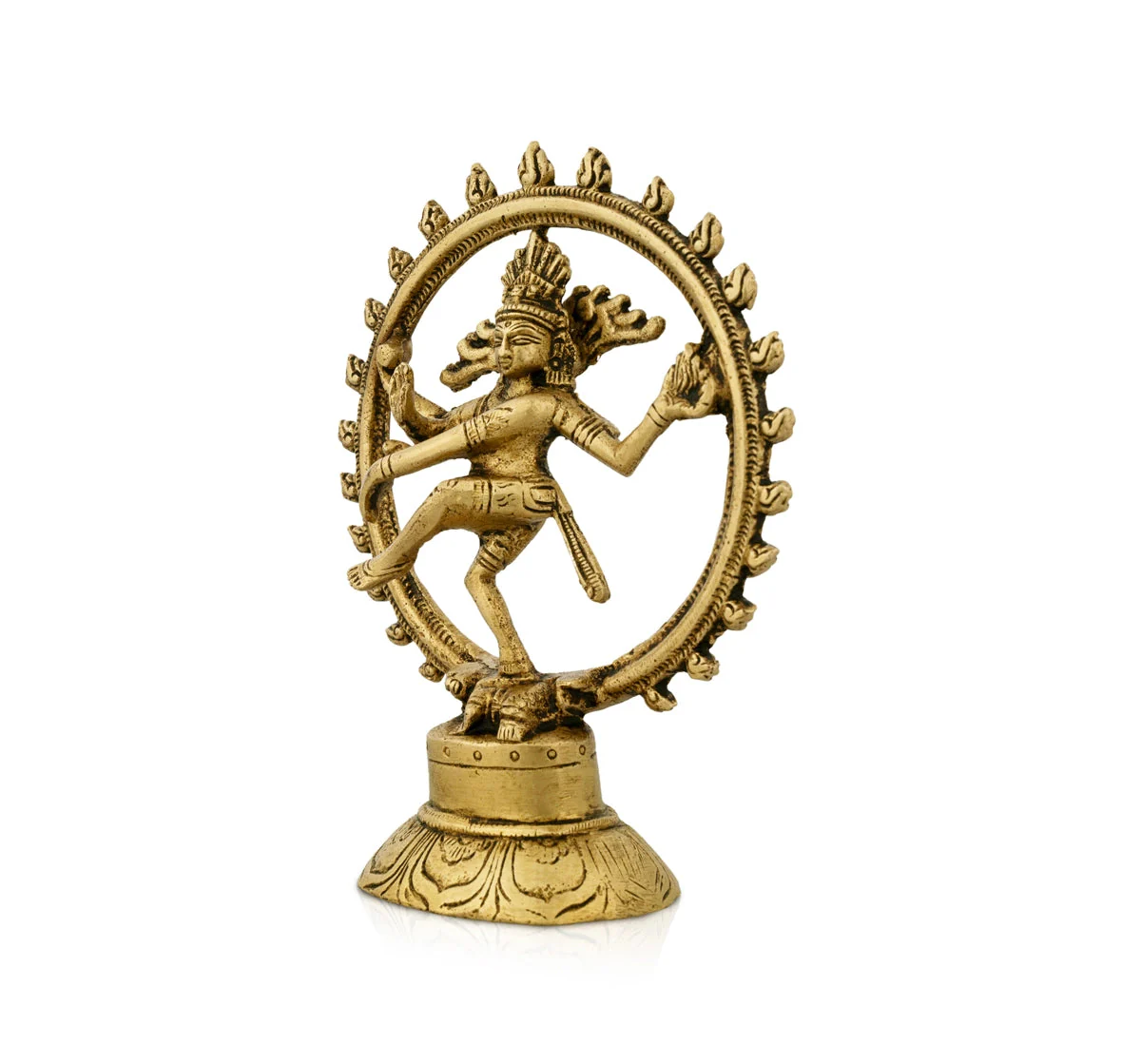 Natraj Statue With Base - 5.5 x 4 Inches | Antique Brass Idol/ Natraj Murti/ Nataraja Idol for Pooja - Image 4