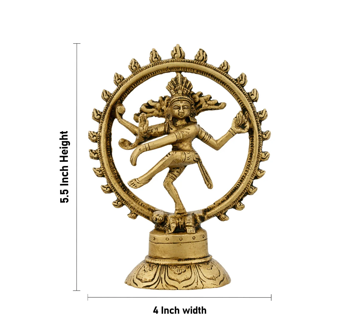 Natraj Statue With Base - 5.5 x 4 Inches | Antique Brass Idol/ Natraj Murti/ Nataraja Idol for Pooja - Image 5