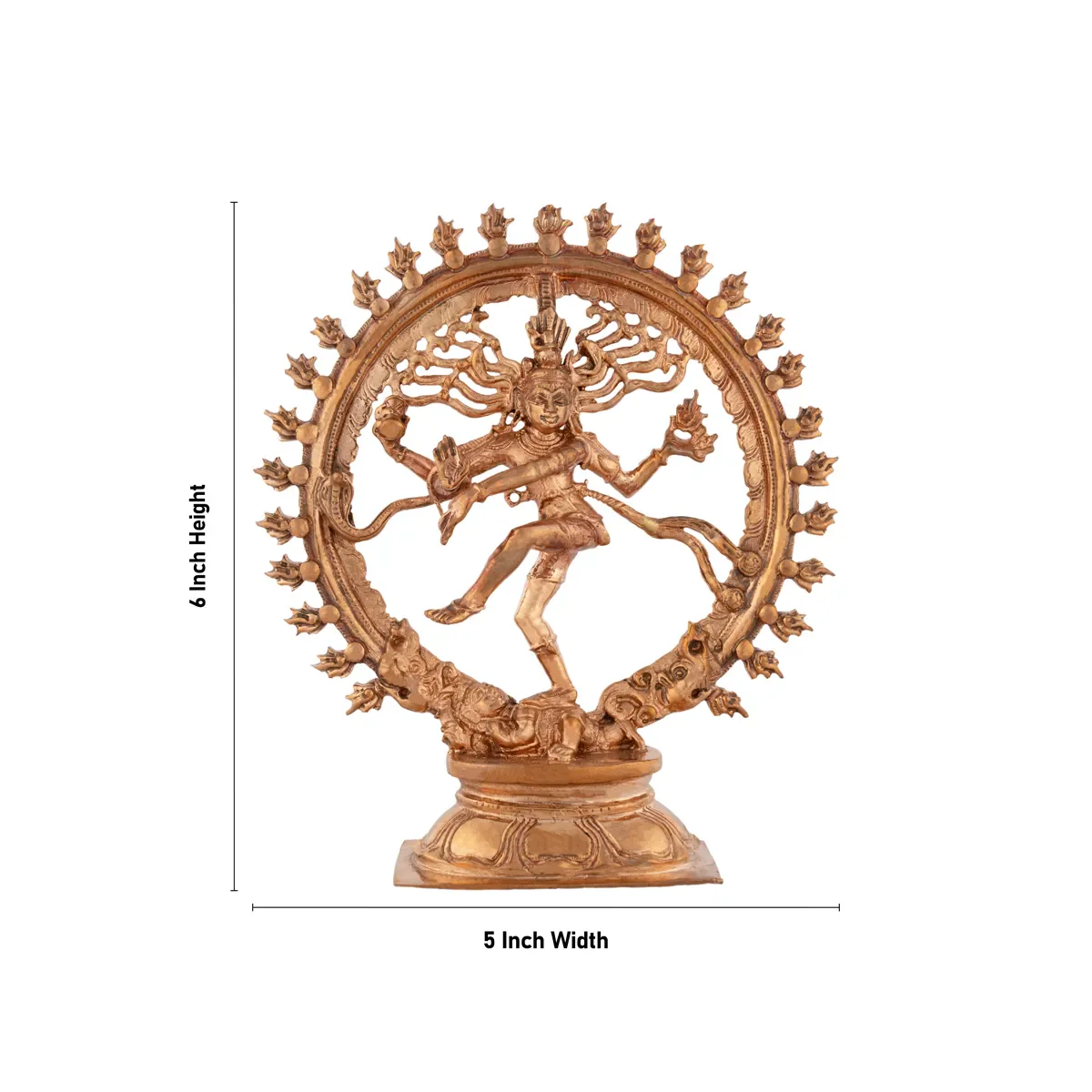 Natraj Statue With Base - 6 X 5 Inches | Panchaloha Statue/ Nataraj Murti/ Natraja Murti For Pooja - Image 4