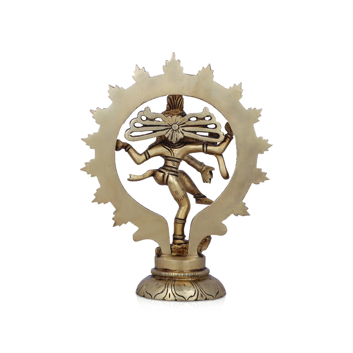 Natraj Statue With Base - 7 x 5 Inches | Antique Brass Idol/ Natraj Murti/ Nataraja Idol for Pooja - Image 4