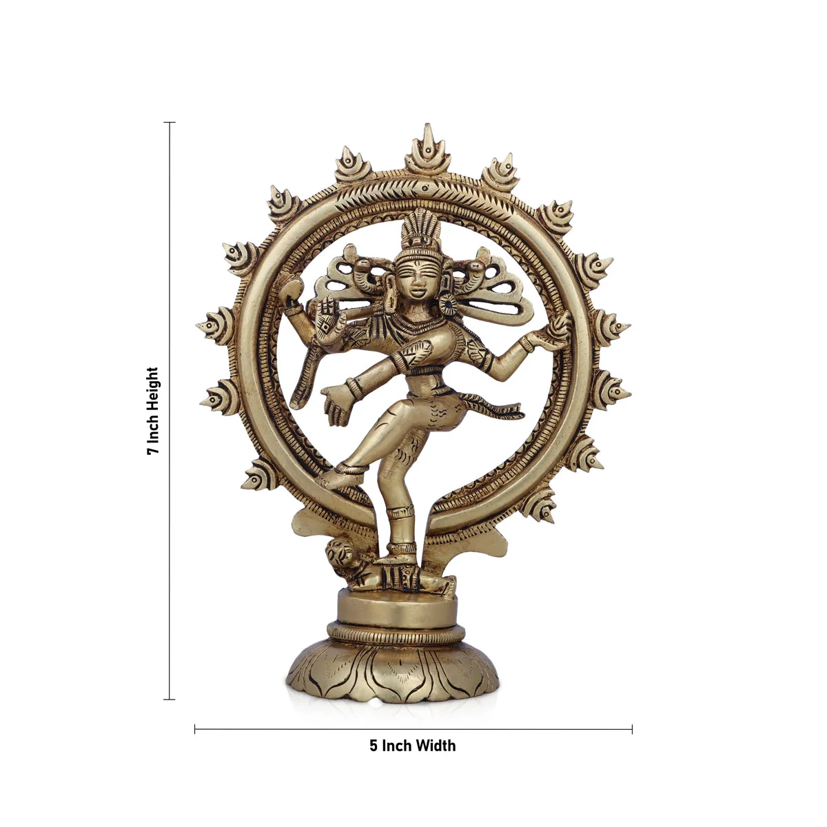Natraj Statue With Base - 7 x 5 Inches | Antique Brass Idol/ Natraj Murti/ Nataraja Idol for Pooja - Image 5