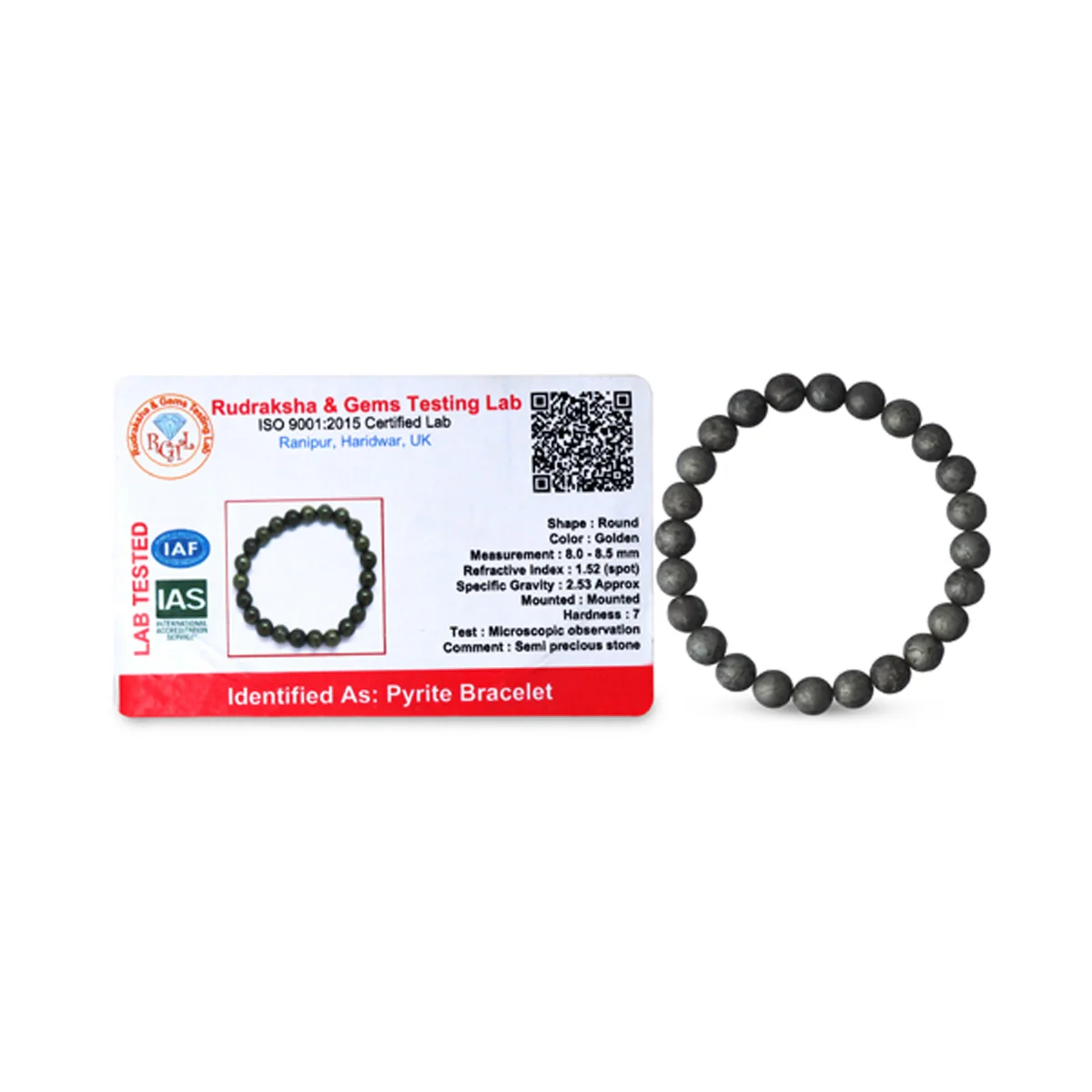 Natural Pyrite Bracelet - 2.5 Inches | Natural Pyrite Gemstone Bracelet/ Crystal Jewellery for Men & Women - Image 4