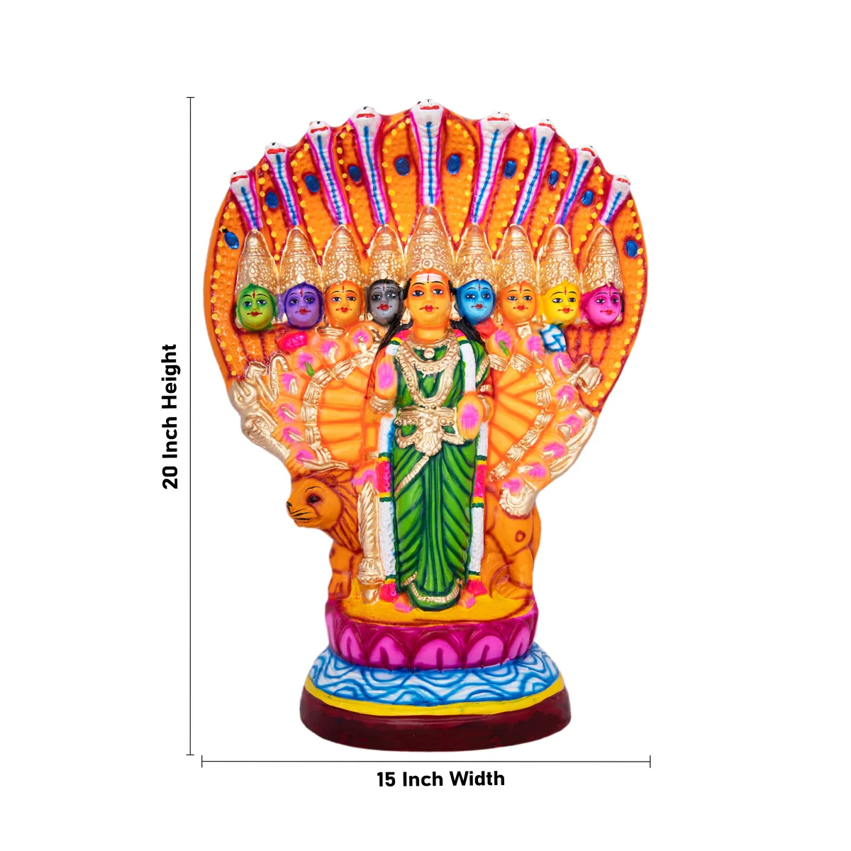 Nava Durga Paper Mache Golu Bommai - 20 x 15 Inches | Giri Golu Doll/ Navaratri Golu Bomma/Gombe/Bommai - Image 2