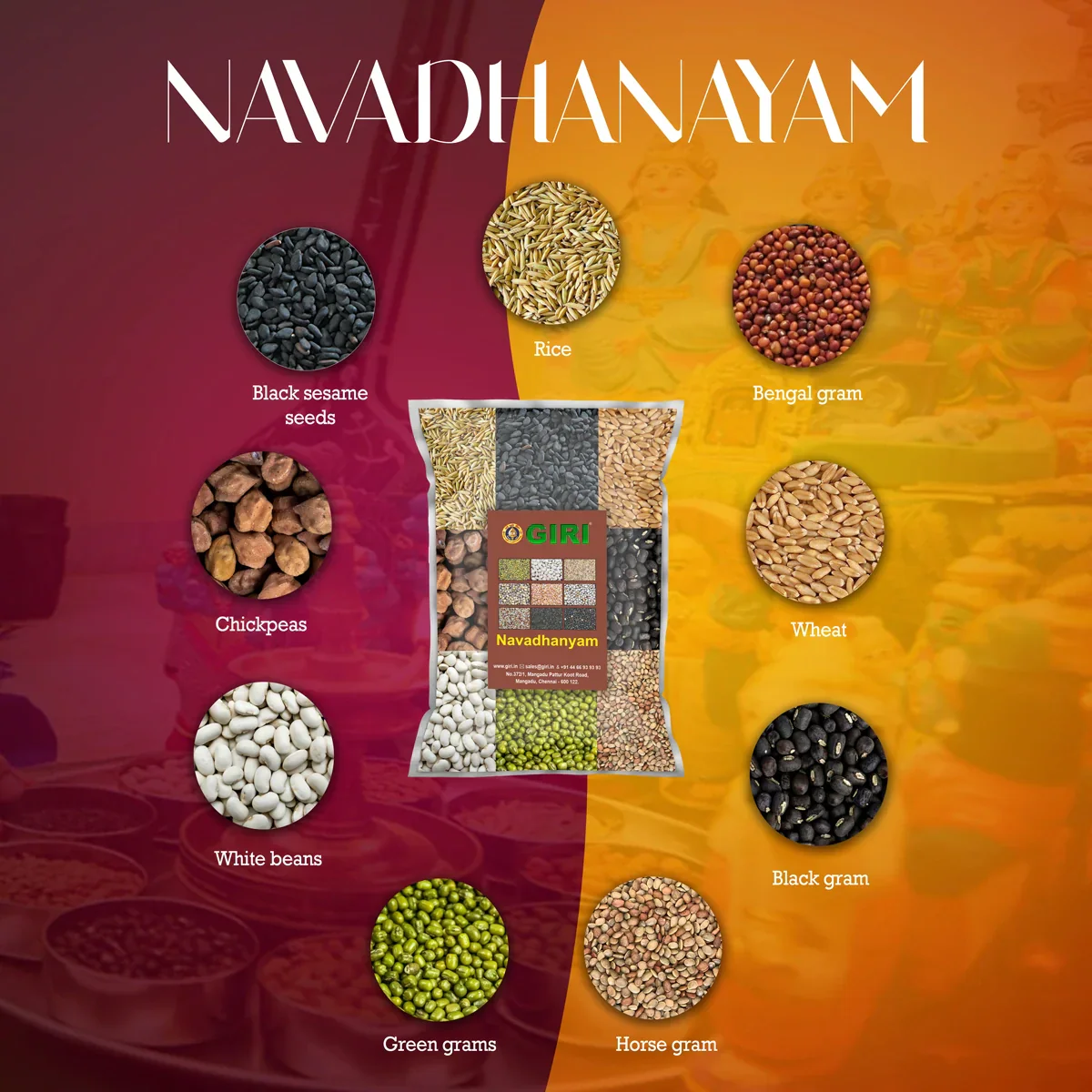 Giri Navadhanyam Set | Navdhanya/ Nine Grains for Navagraha Pooja - Image 4