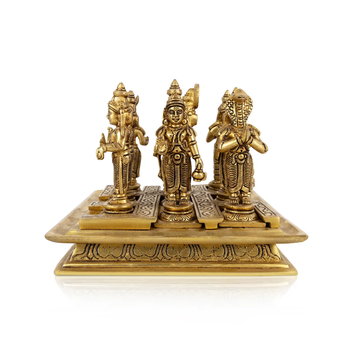 Nav Grah Murti With Peedam Set - 5.5 x 1.5 Inches | Brass Idol/ Navagraha Idol/ Navgrah Murti for Pooja - Image 2