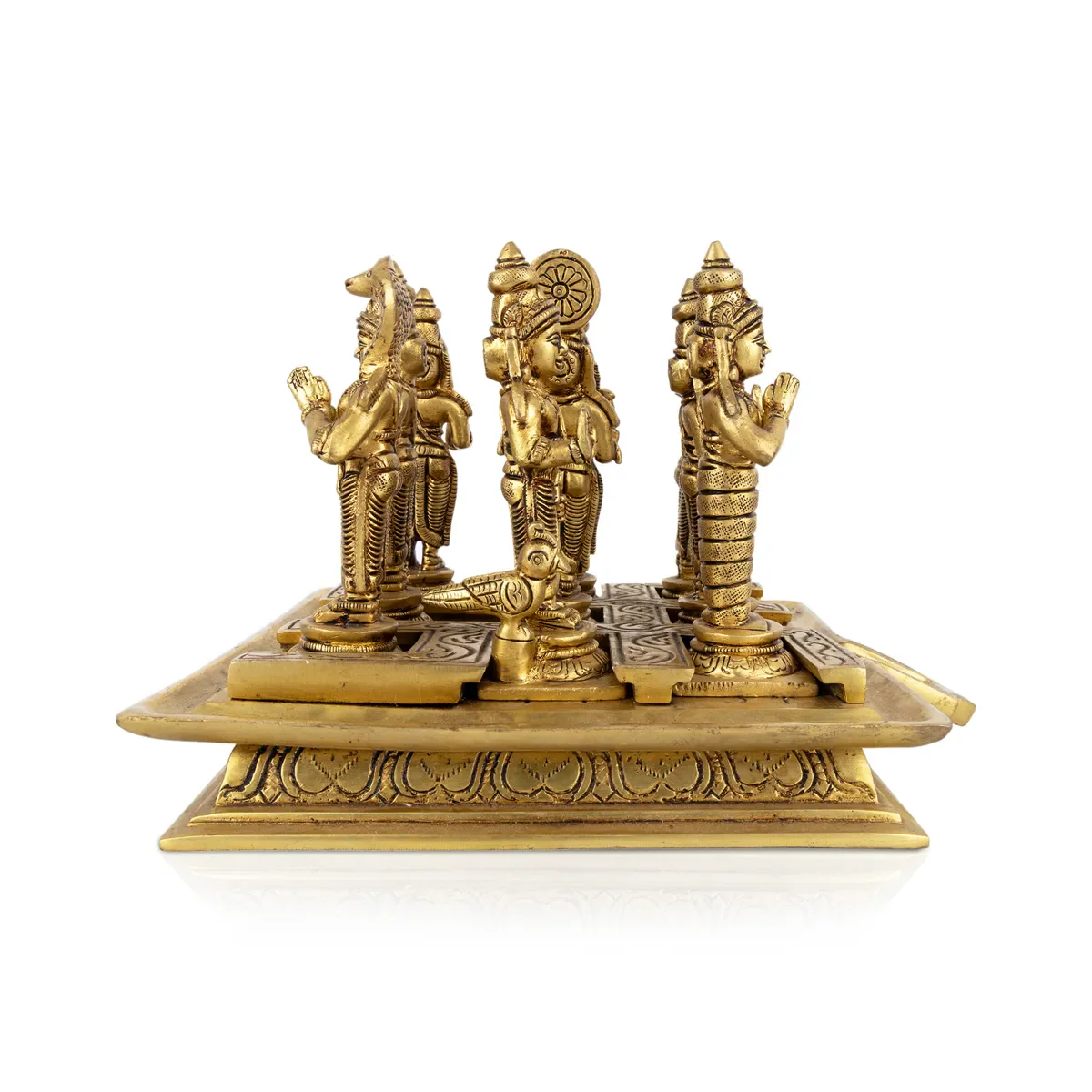 Nav Grah Murti With Peedam Set - 5.5 x 1.5 Inches | Brass Idol/ Navagraha Idol/ Navgrah Murti for Pooja - Image 3