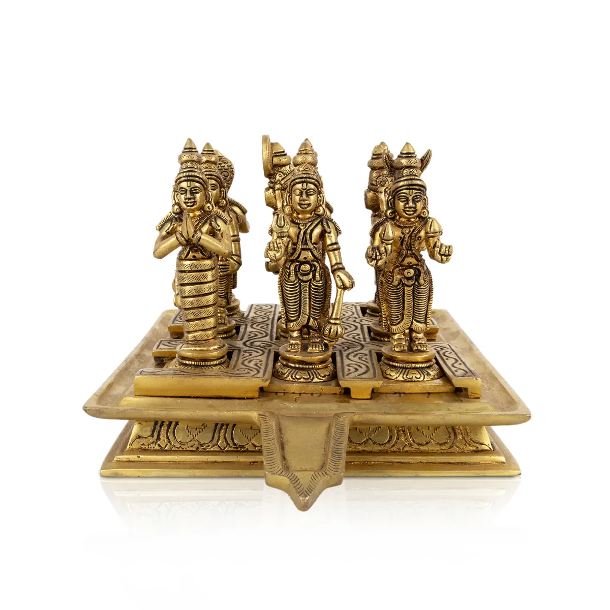 Nav Grah Murti With Peedam Set - 5.5 x 1.5 Inches | Brass Idol/ Navagraha Idol/ Navgrah Murti for Pooja - Image 6