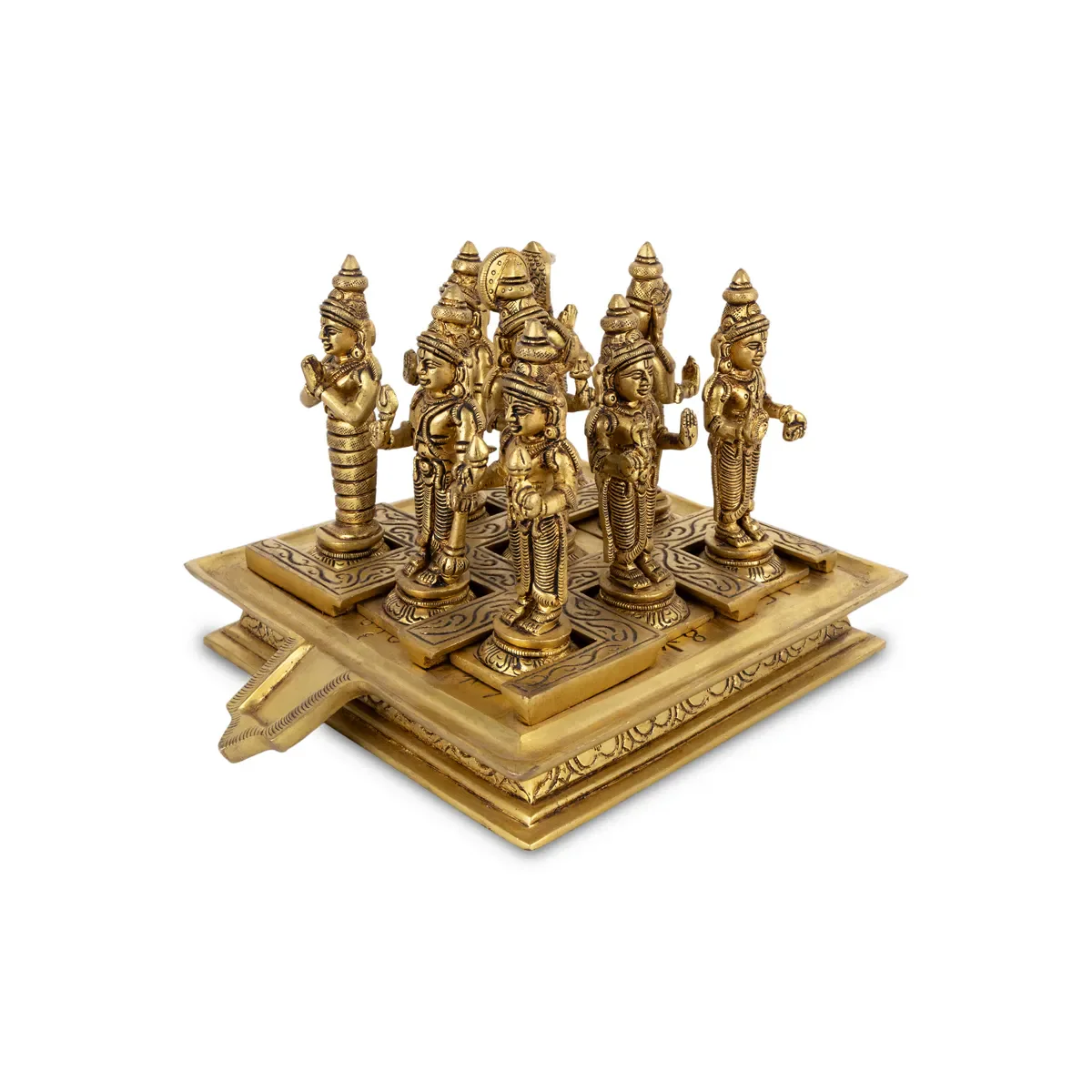Nav Grah Murti With Peedam Set - 5.5 x 1.5 Inches | Brass Idol/ Navagraha Idol/ Navgrah Murti for Pooja - Image 7