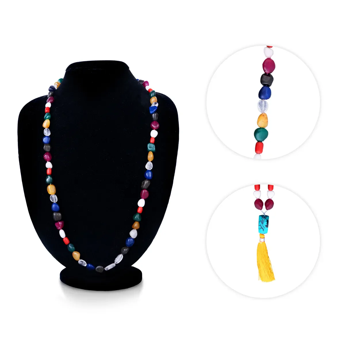 Navaratna Mala With Thread Knot - 15 Inches | Navratan Mala/ Navratna Jewelry For Auspicious Wear - Image 3