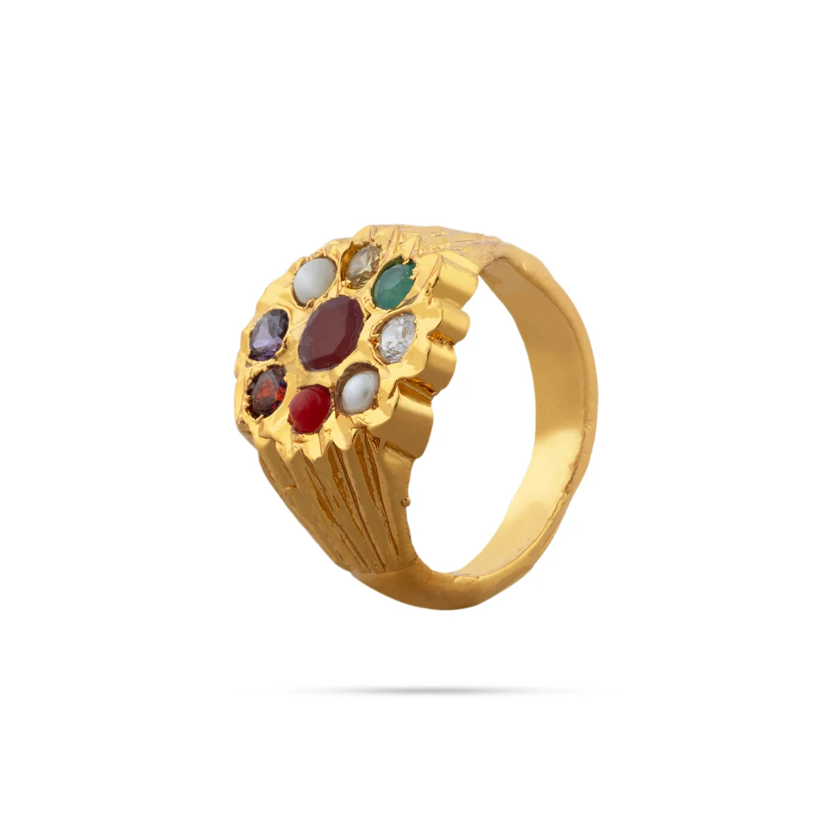 Navaratna Stone Finger Ring - 0.5 Inch Dia | Stone Jewelry/ Navratna Gemstone Ring for Wealth & Prosperity - Image 3