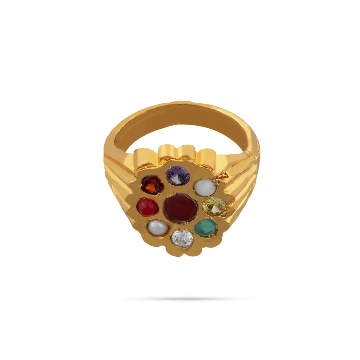 Navaratna Stone Finger Ring - 0.5 Inch Dia | Stone Jewelry/ Navratna Gemstone Ring for Wealth & Prosperity - Image 4