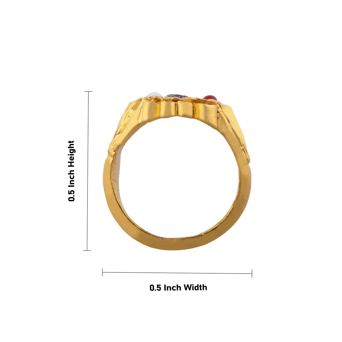 Navaratna Stone Finger Ring - 0.5 Inch Dia | Stone Jewelry/ Navratna Gemstone Ring for Wealth & Prosperity - Image 7