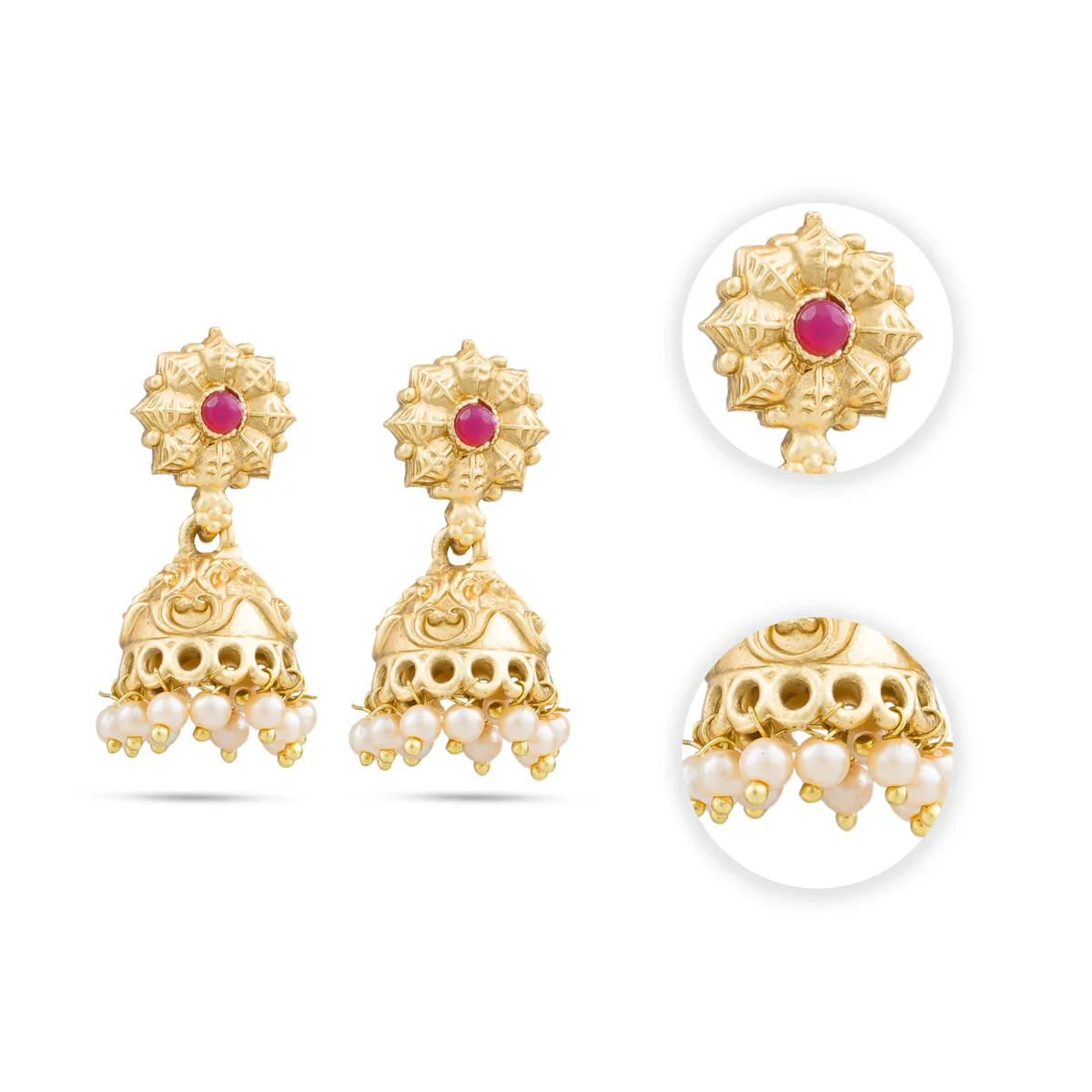 Necklace with Earring Set - 4 Inches | Gold Polish Haram with Stud Set/ Jewellery for Women - Image 3