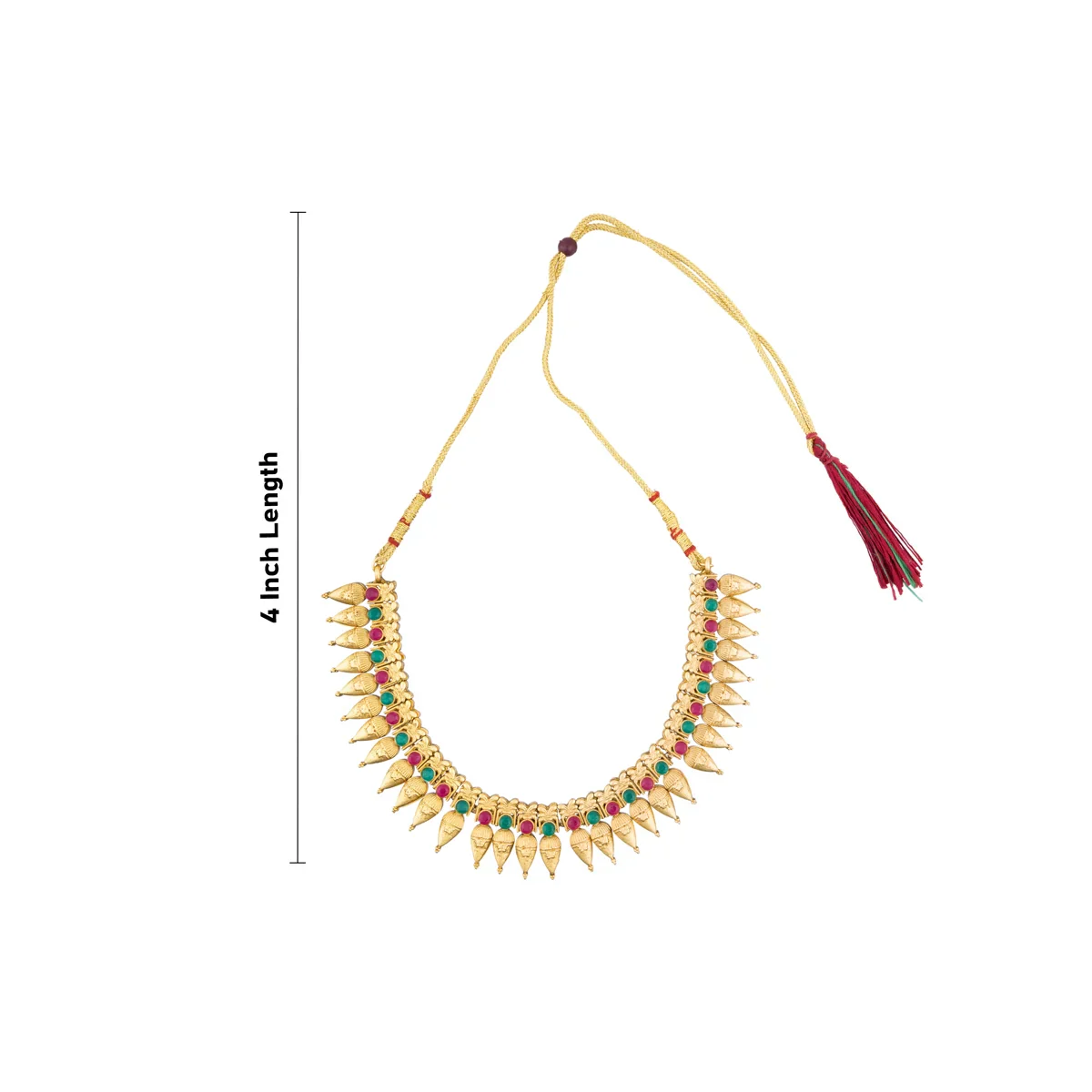 Necklace with Earring Set - 4 Inches | Gold Polish Haram with Stud Set/ Jewellery for Women - Image 4