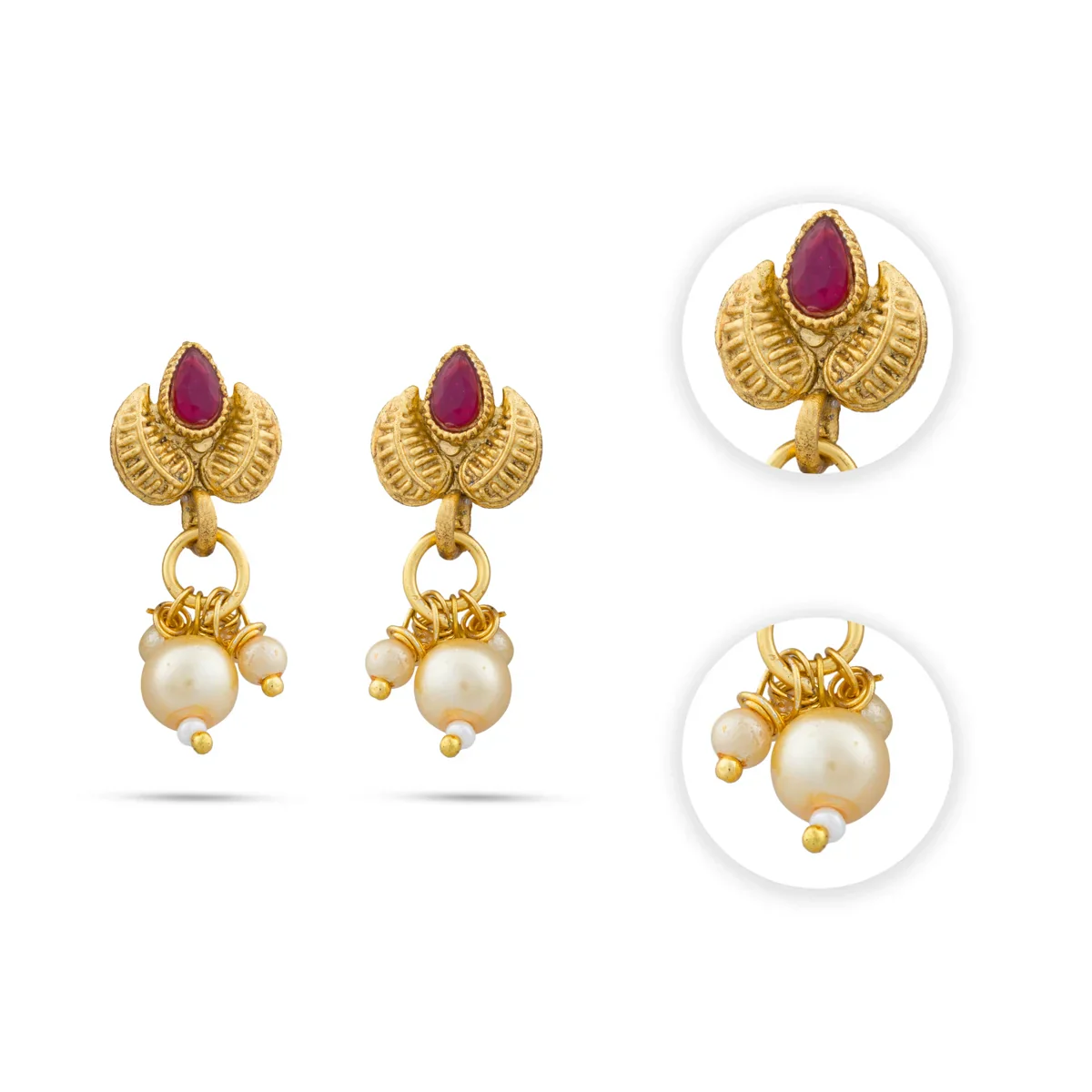 Necklace with Earring Set - 4 Inches | Gold Polish Haram with Stud Set/ Multicoloured Stone Jewellery for Women - Image 10