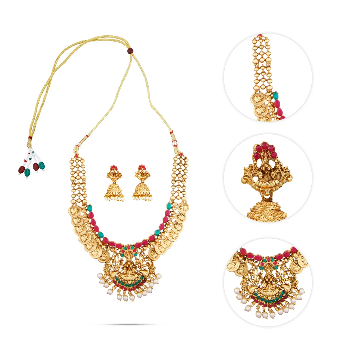 Necklace with Earring Set - 6 Inches | Haram with Stud Set/ Gold Polish Jewellery for Women - Image 2