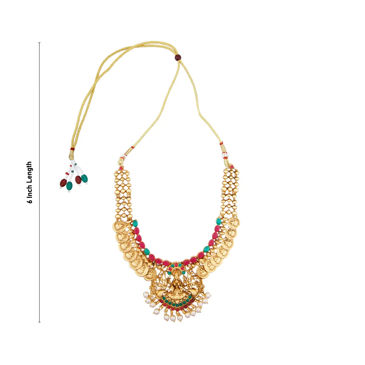Necklace with Earring Set - 6 Inches | Haram with Stud Set/ Gold Polish Jewellery for Women - Image 3