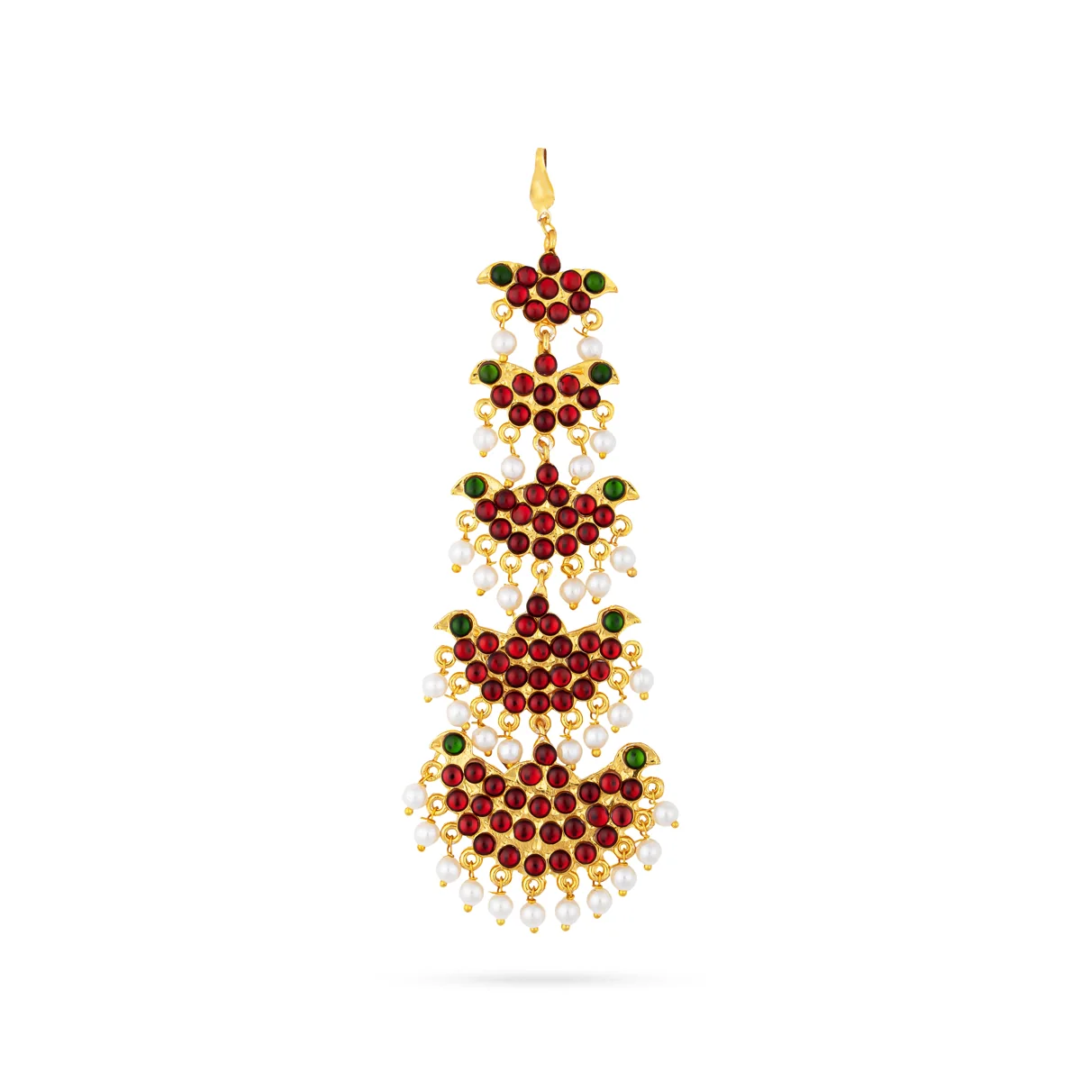 Nethi Chutti - 5 Inches | Kemp Maangtikka/ Beads With Stone Jewelry/ Bharatanatyam Jewellery For Dance - Image 3