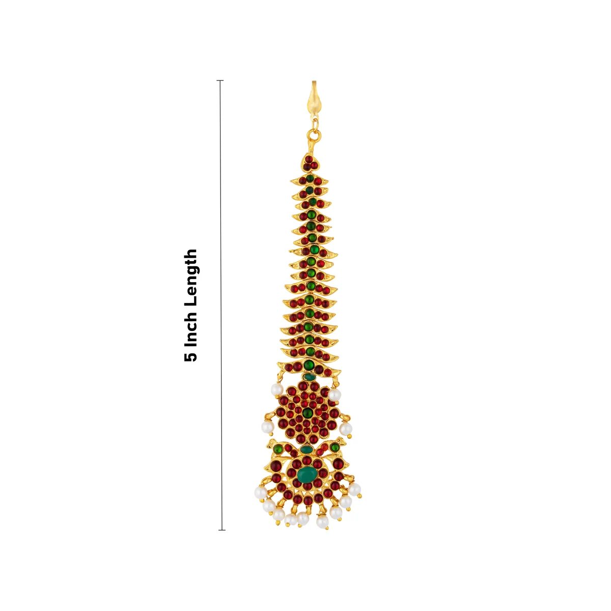 Nethi Chutti - 5 Inches | Kemp Maangtikka/ Beads With Stone Jewelry/ Bharatanatyam Jewellery For Dance - Image 4