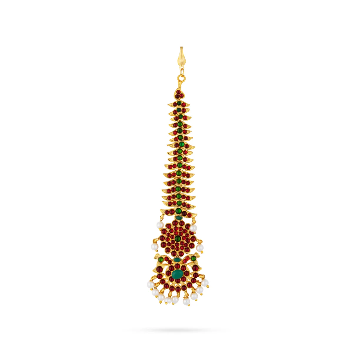 Nethi Chutti - 5 Inches | Kemp Maangtikka/ Beads With Stone Jewelry/ Bharatanatyam Jewellery For Dance - Image 5
