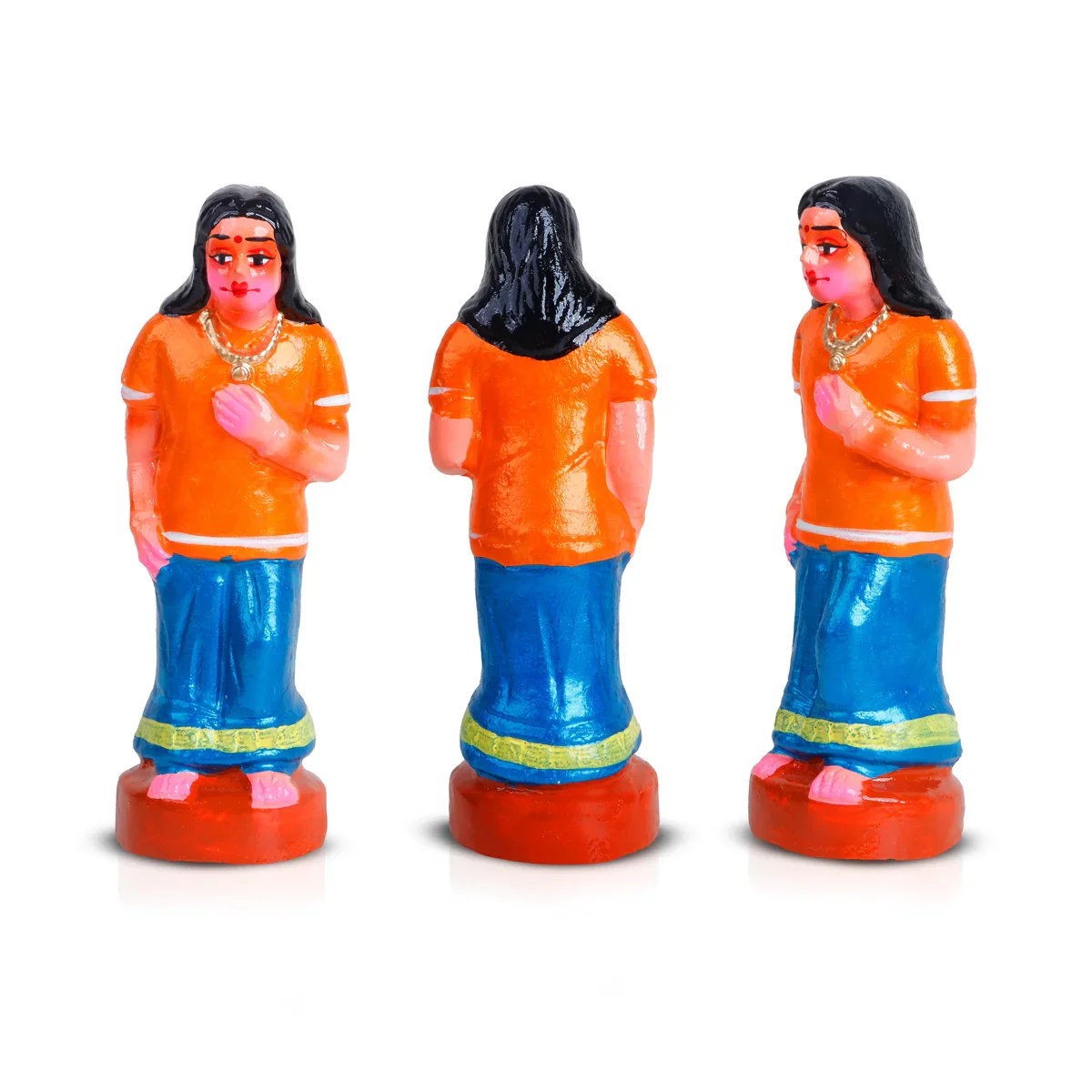Nondi Clay Golu Bommai Set - 7 x 2.5 Inches | Giri Golu Doll/ Navaratri Golu Bomma/Gombe/Bommai - Image 2