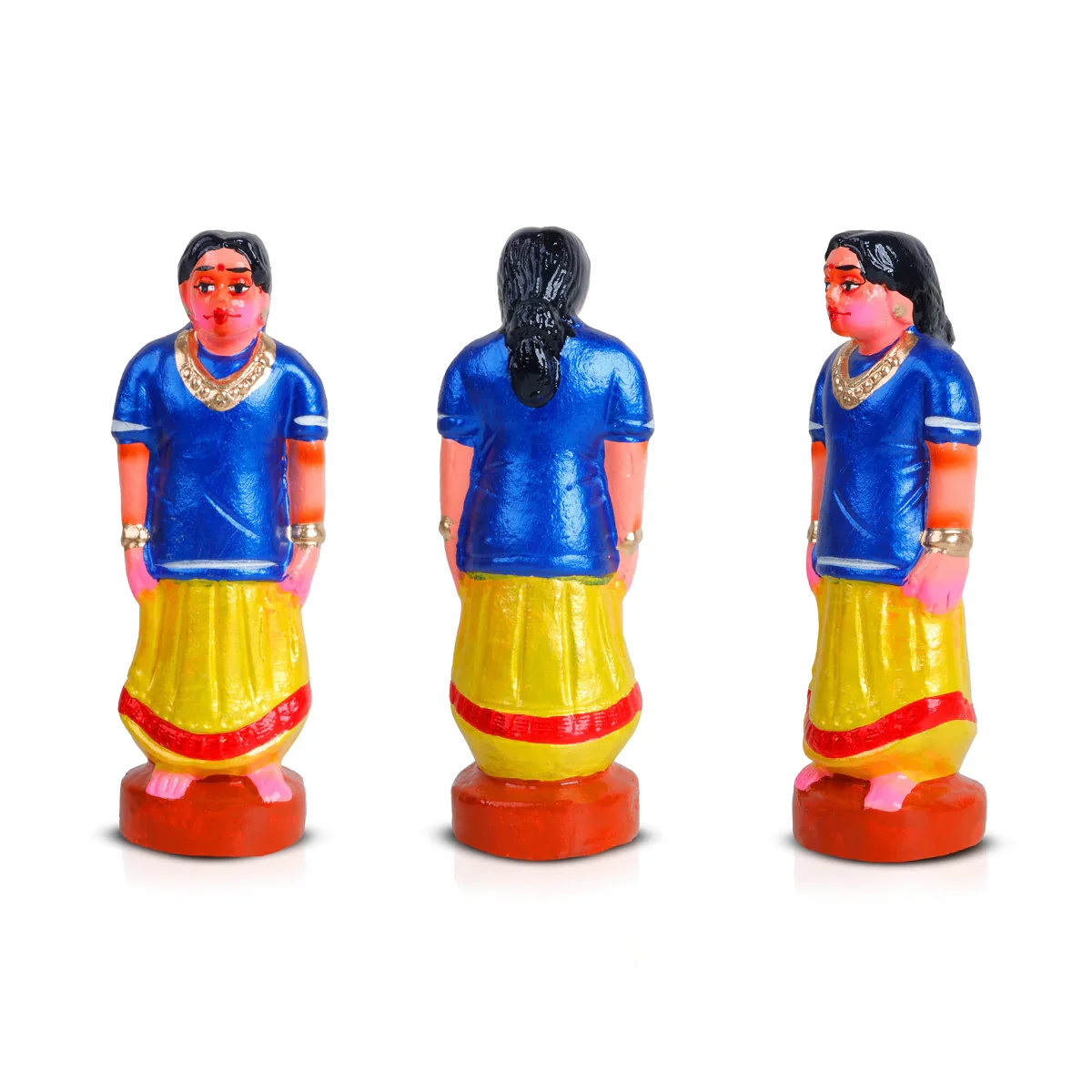 Nondi Clay Golu Bommai Set - 7 x 2.5 Inches | Giri Golu Doll/ Navaratri Golu Bomma/Gombe/Bommai - Image 3