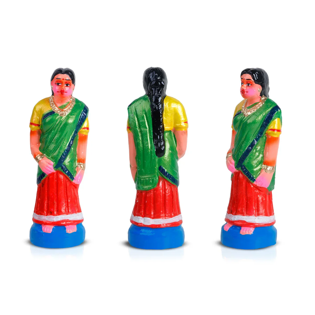 Nondi Clay Golu Bommai Set - 7 x 2.5 Inches | Giri Golu Doll/ Navaratri Golu Bomma/Gombe/Bommai - Image 4
