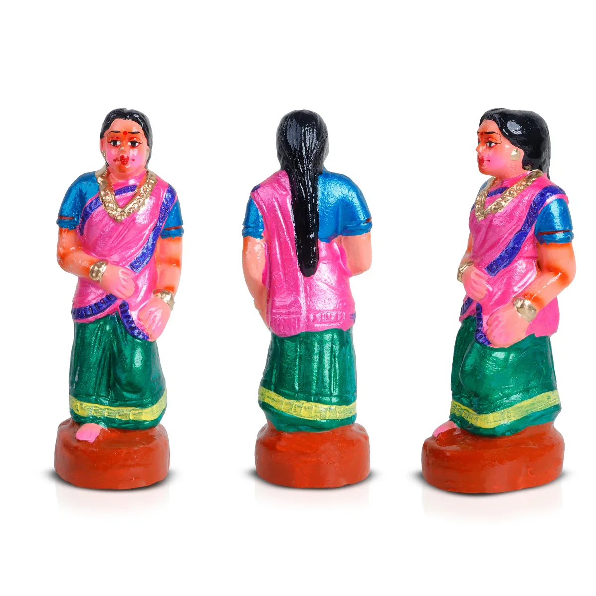 Nondi Clay Golu Bommai Set - 7 x 2.5 Inches | Giri Golu Doll/ Navaratri Golu Bomma/Gombe/Bommai - Image 5