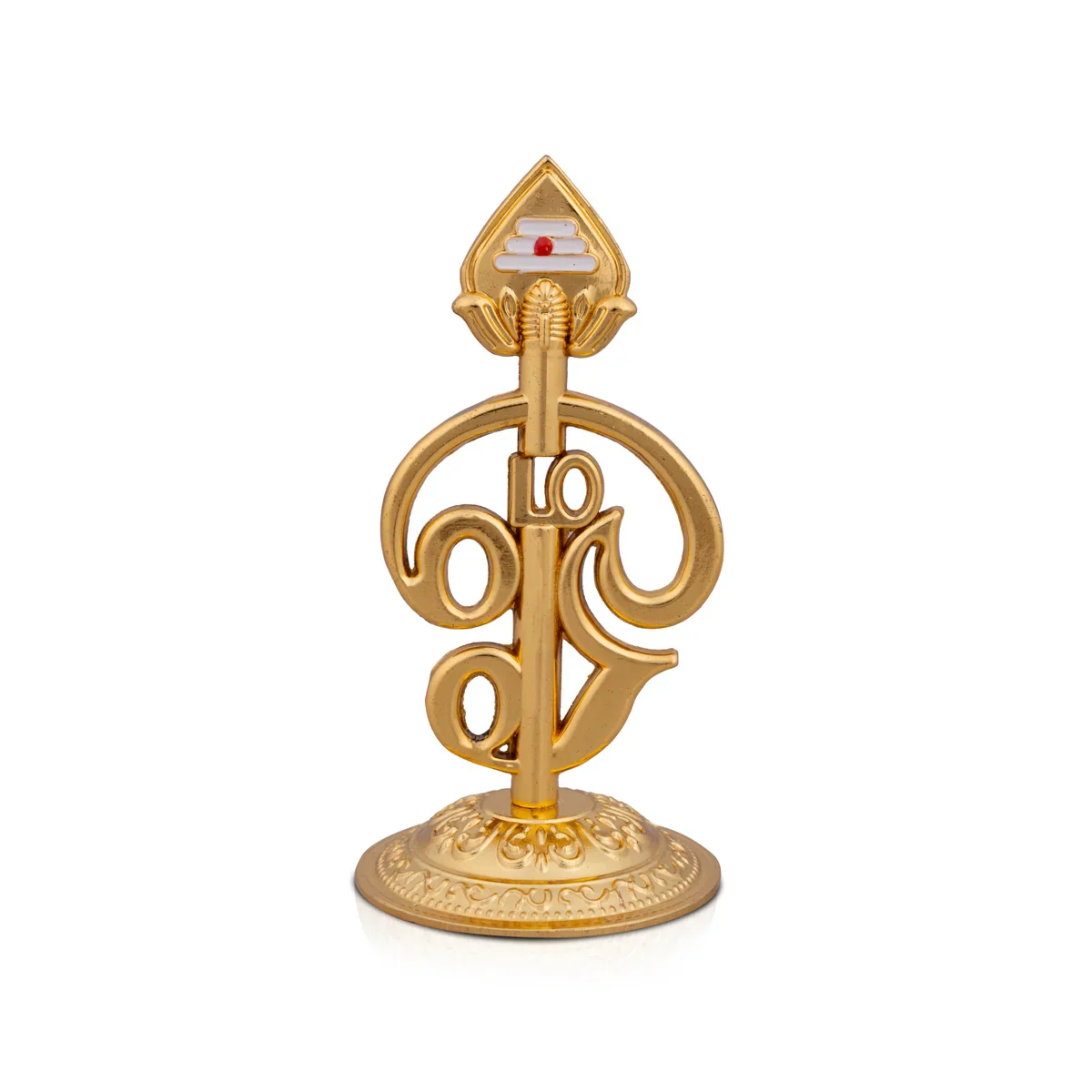 Om Statue with Base - 3.5 Inches | Zinc Murugan Vel/ Om Idol for Pooja