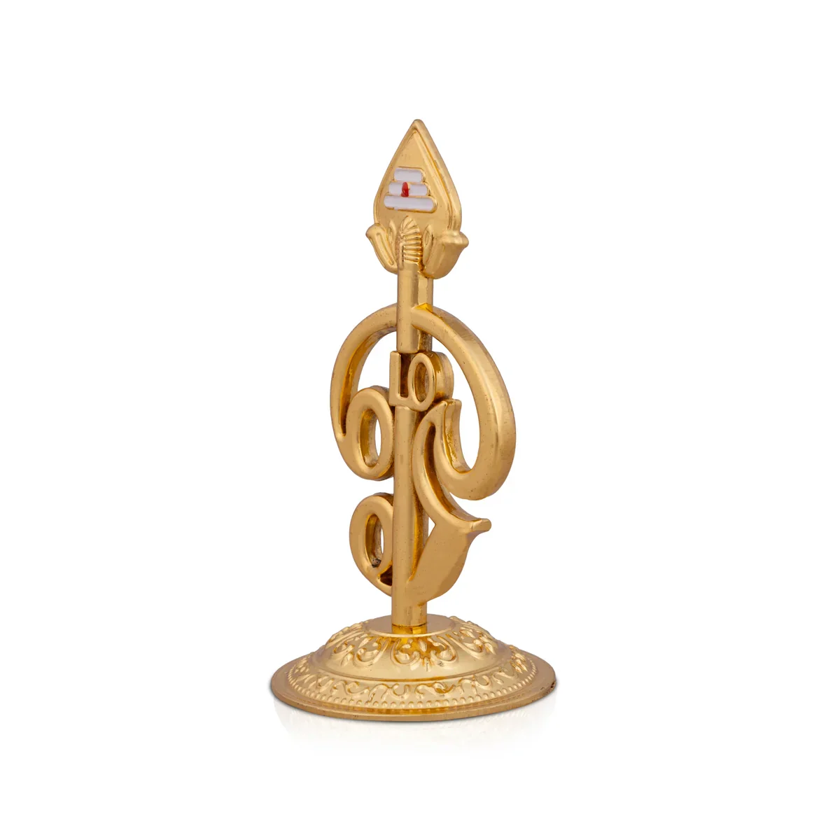 Om Statue with Base - 3.5 Inches | Zinc Murugan Vel/ Om Idol for Pooja - Image 2