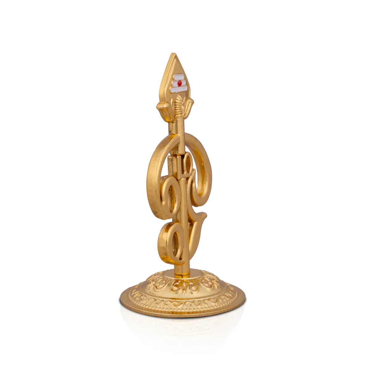Om Statue with Base - 3.5 Inches | Zinc Murugan Vel/ Om Idol for Pooja - Image 3