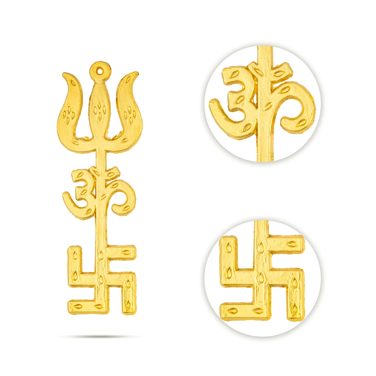 Om Swastik Design Trishul - 4 x 1.25 Inches | Om Swastik Design Soolam/ Metal Astras for Deity - Image 2