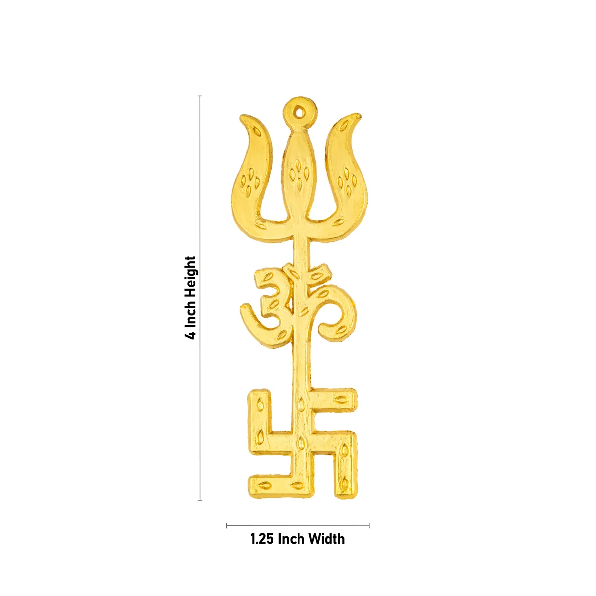 Om Swastik Design Trishul - 4 x 1.25 Inches | Om Swastik Design Soolam/ Metal Astras for Deity - Image 3