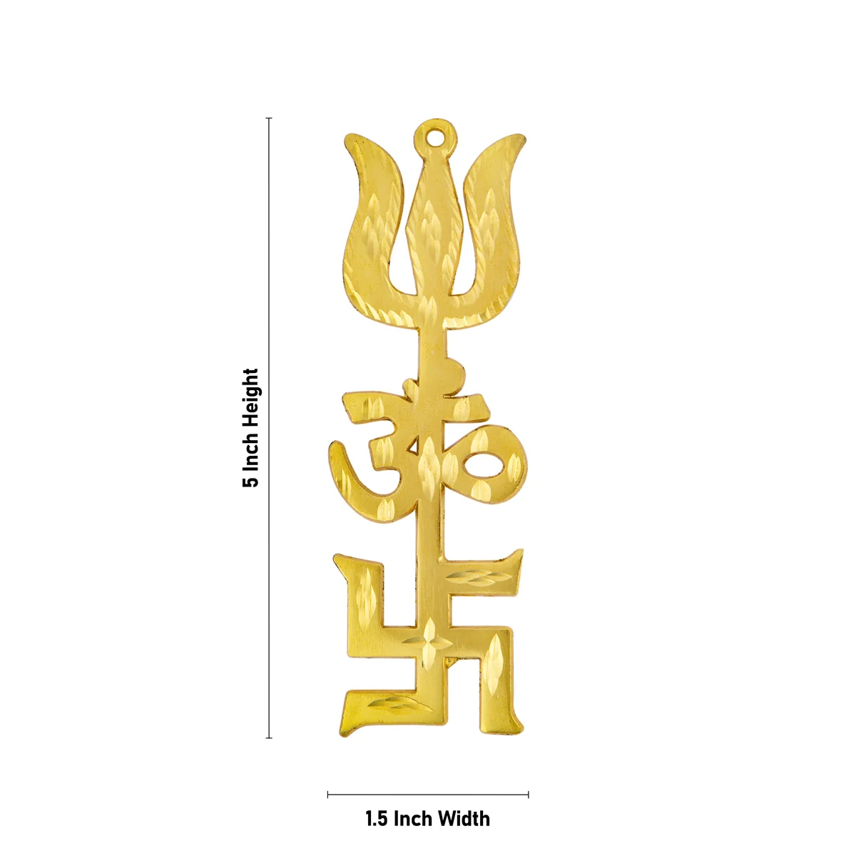 Om Swastik Trishul - 5 x 1.5 Inches | Om Swastik Soolam/ Metal Om Swastik Design Astras for Deity - Image 2