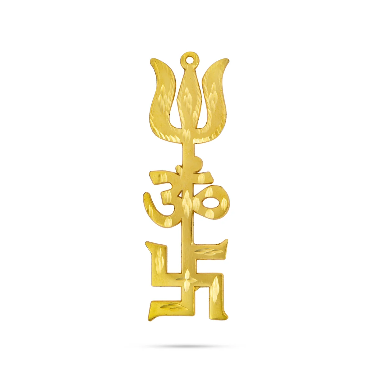 Om Swastik Trishul - 5 x 1.5 Inches | Om Swastik Soolam/ Metal Om Swastik Design Astras for Deity - Image 3