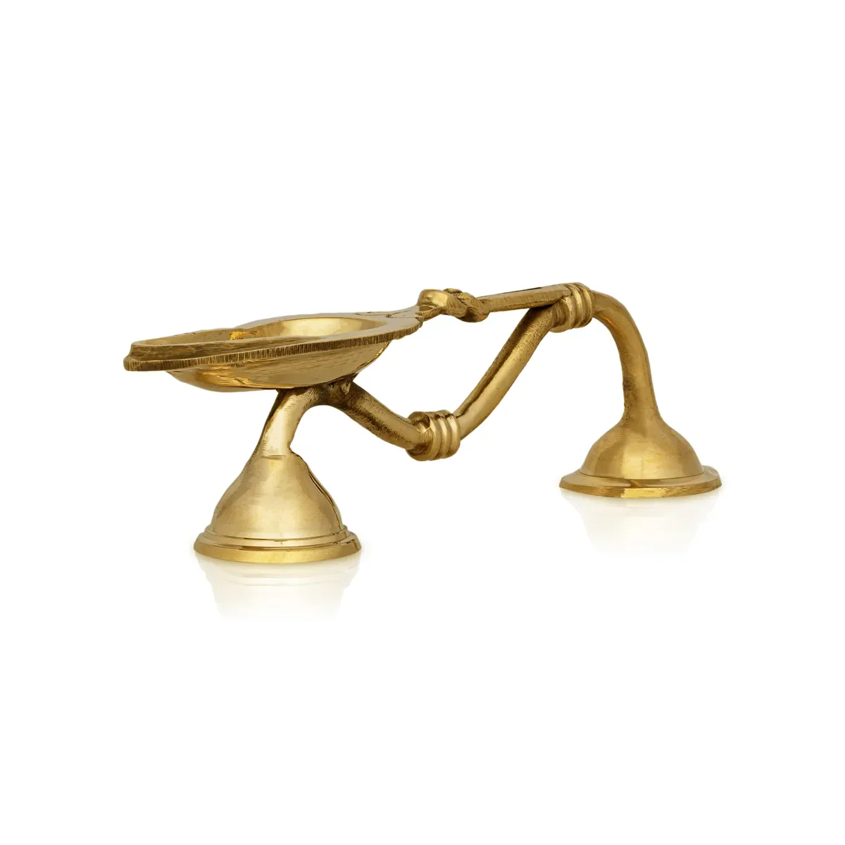 One Mukh Aarti - 2 X 6 Inches | Brass Aarti/ Kapoor Dhani/ Camphor Burner With Handle For Daily Pooja Use - Image 2