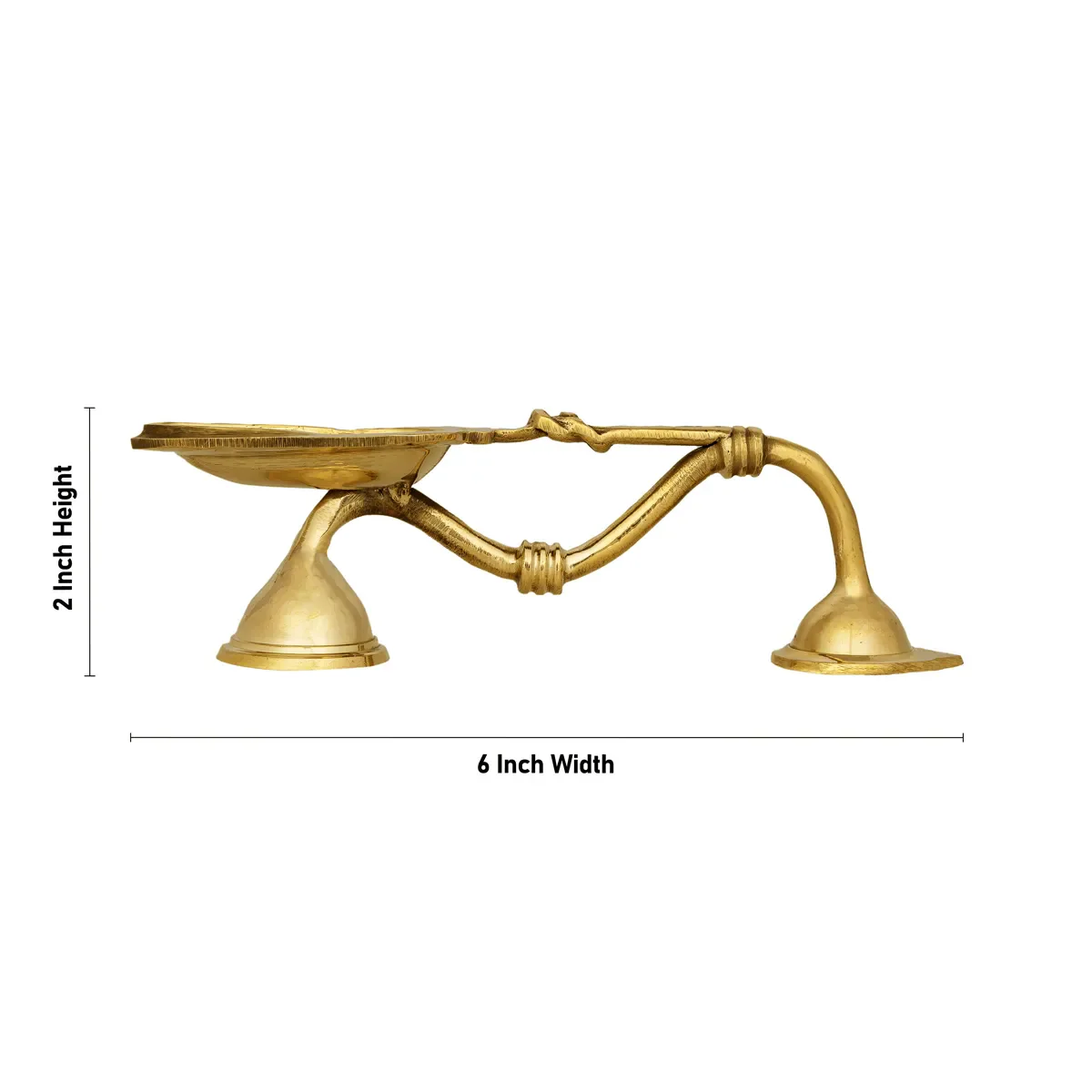 One Mukh Aarti - 2 X 6 Inches | Brass Aarti/ Kapoor Dhani/ Camphor Burner With Handle For Daily Pooja Use - Image 3