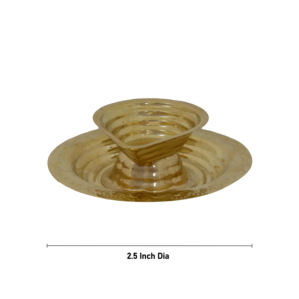One Mukh Deep with Plate - 1.5 x 4 Inches | Brass Lamp/ Diya/ 1 Mukh Deep for Home/ 50 Gms Approx - Image 3