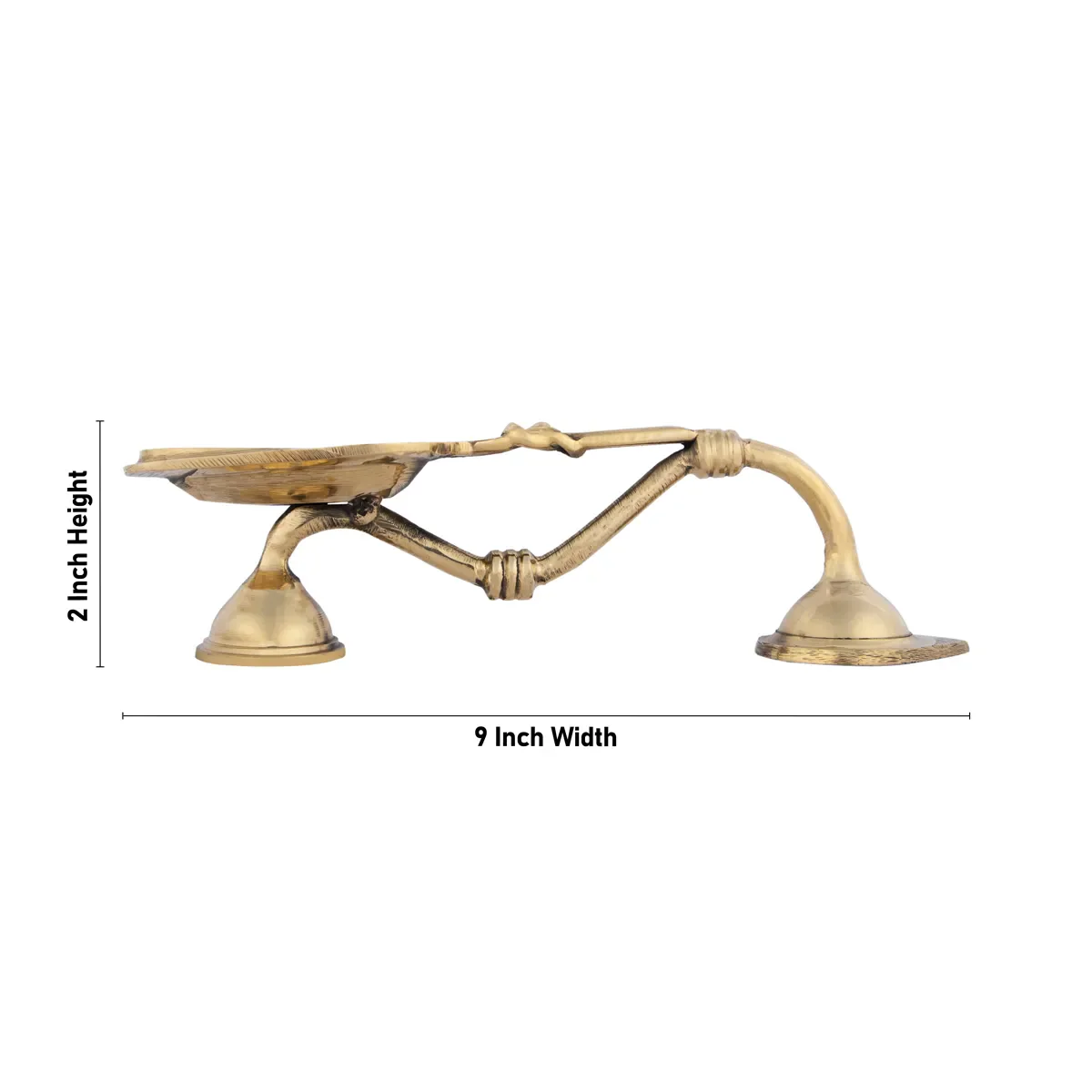 Brass Aarti With Handle - 2 x 9 Inches | One Mukh Spoon Kapoor Dhani/ Pooja Aarti Diya for Home - Image 4