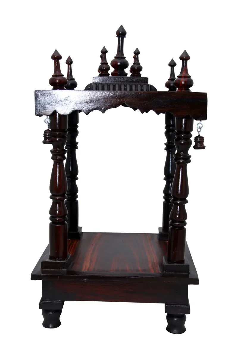 Open Pooja Mandir With Base - 15 X 10 Inches | Mandapam/ Puja Stand/ Wooden Temple For Home And Pooja Room - Image 3