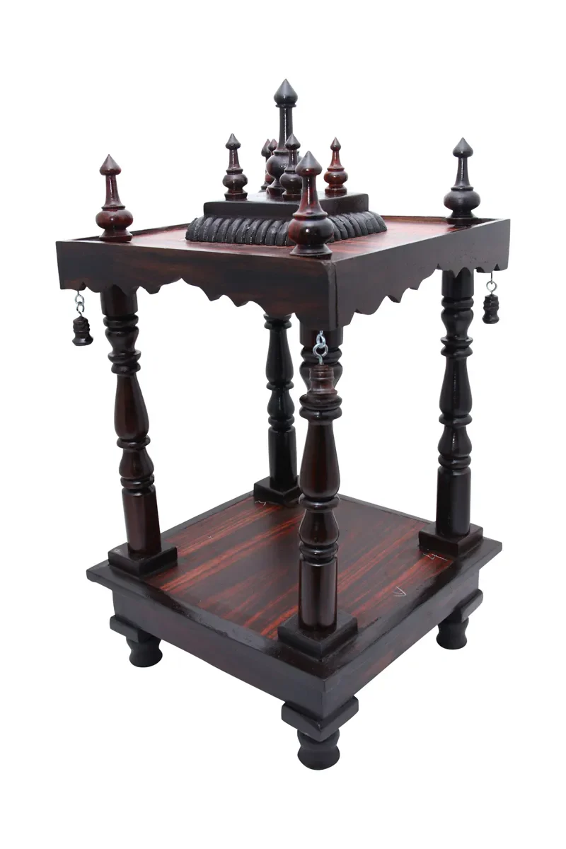 Open Pooja Mandir With Base - 15 X 10 Inches | Mandapam/ Puja Stand/ Wooden Temple For Home And Pooja Room - Image 8