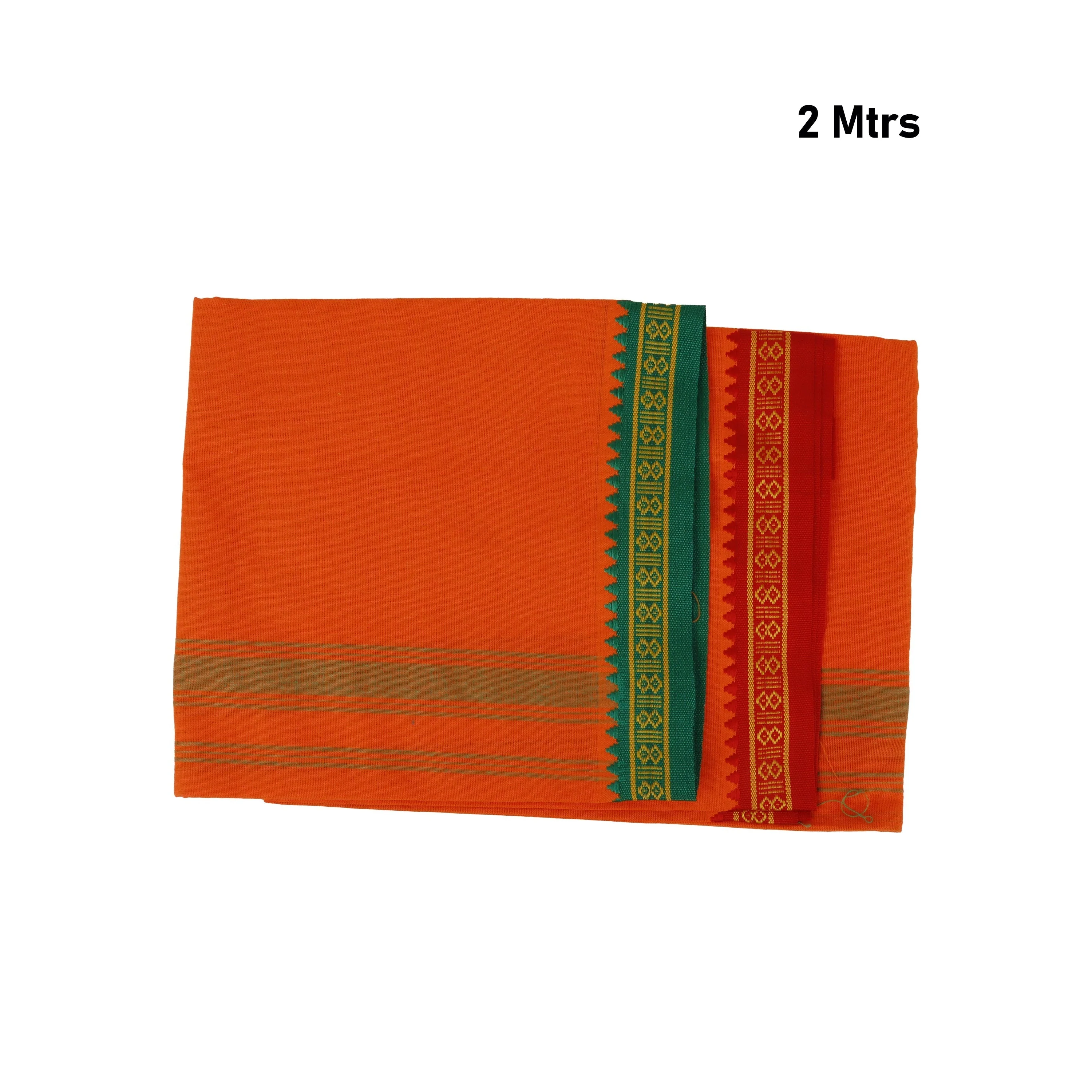 Veshti - 2 Mtrs | Thalapathi Border Vesti/ Orange Colour Dhoti for Men - Image 2