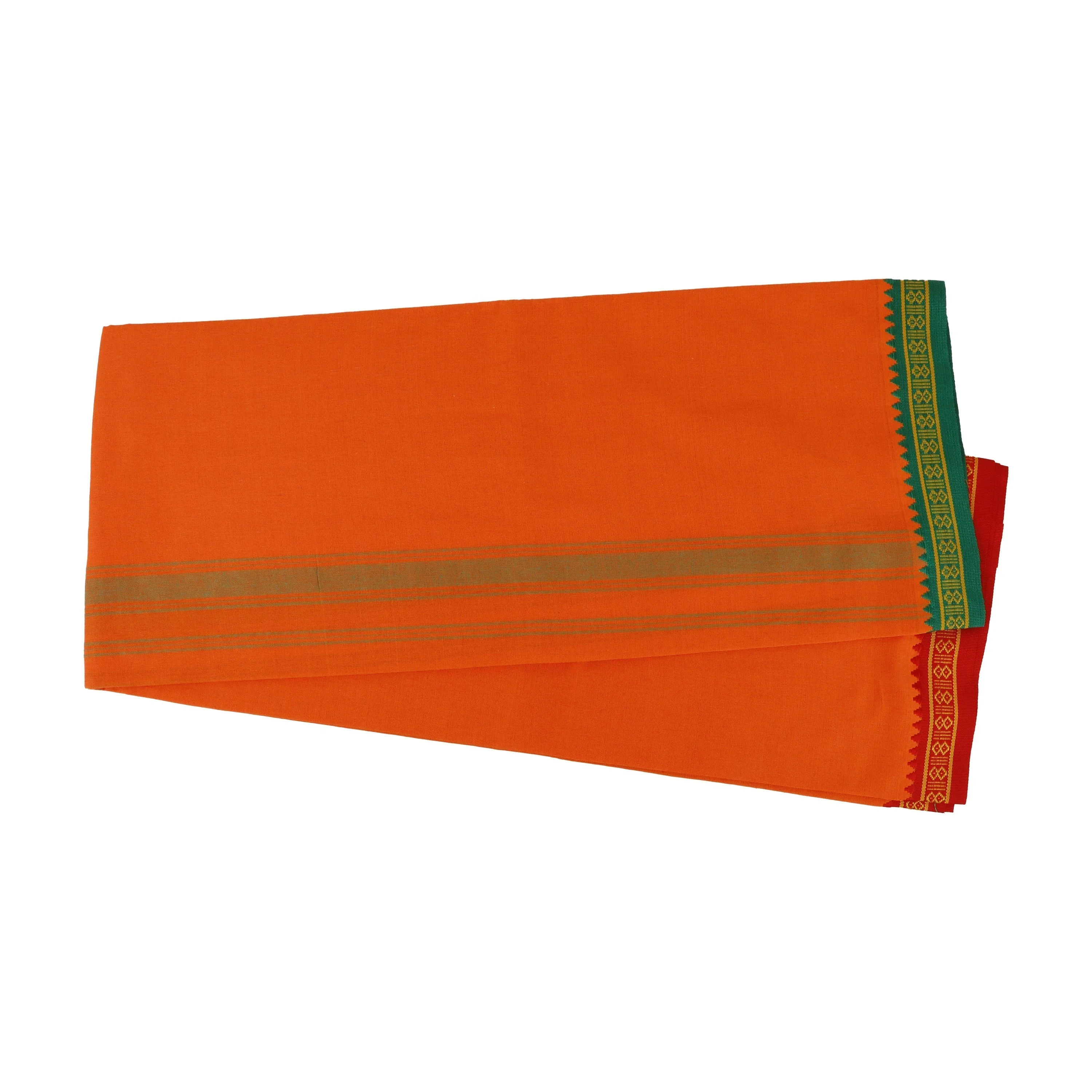 Veshti - 2 Mtrs | Thalapathi Border Vesti/ Orange Colour Dhoti for Men - Image 3
